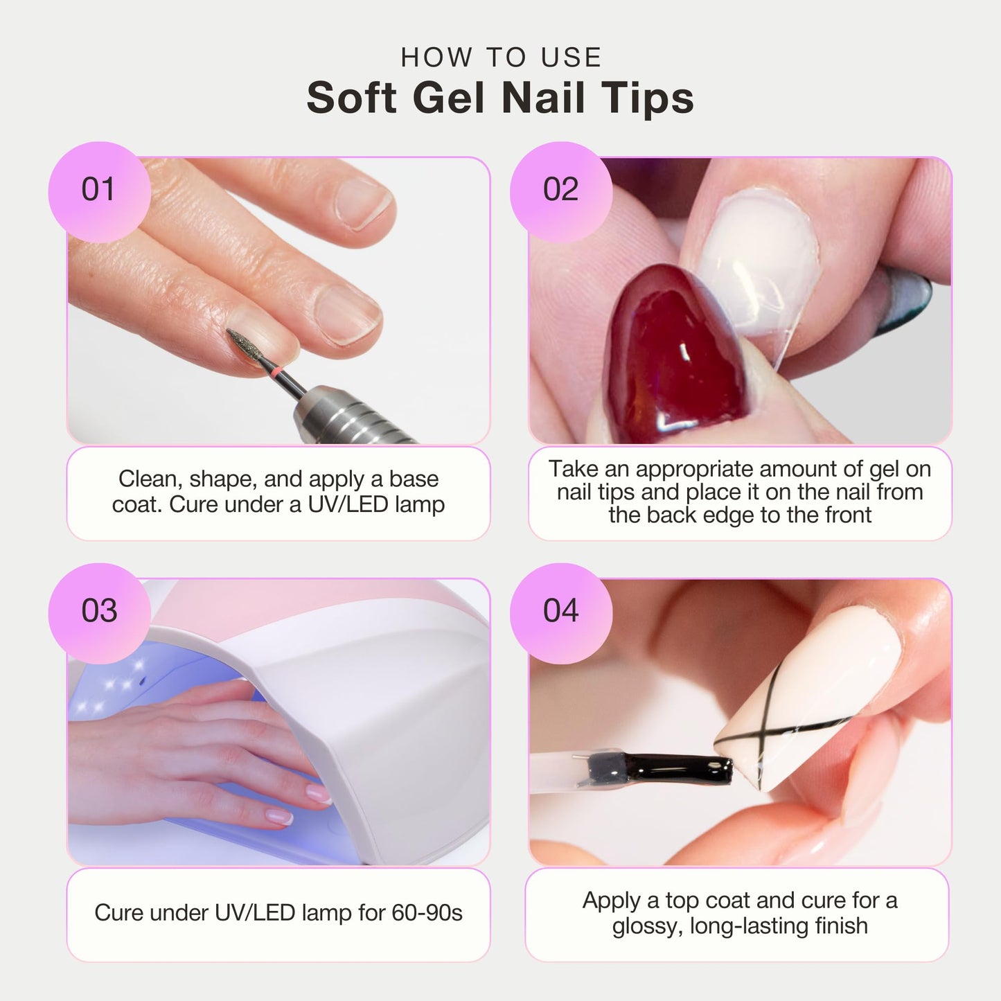 Curacoro Sculpted Short Stiletto Gel Nail Tips 420Pcs, Clear Full Cover Soft Acrylic Tips 14 Sizes, Easy to Use, Long-Lasting, Glossy Finish