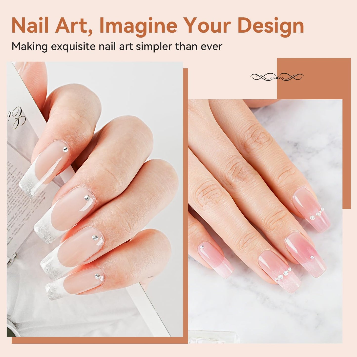 JODSONE Gel Nail Kit Square Nail Tips 480PCS Mini Rechargeable Nail Lamp Pre Shaped Clear Full Cover Fake Nails Tips with Nail Glue & Top Coat U V LED Curing Lamp DIY Manicure Gifts for Women