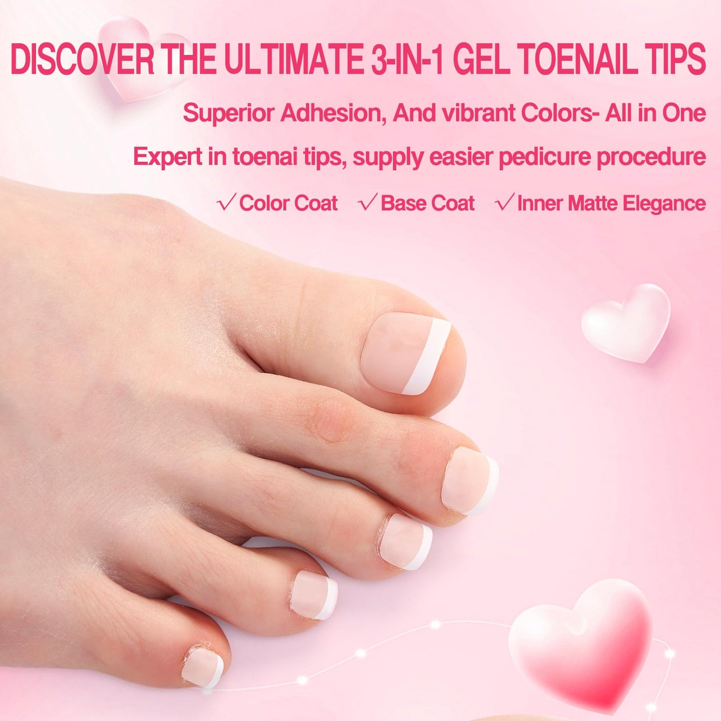 INENK French Tips Nail Tips, 240PCS White-Light Natural White French Press on Toe Nail Pre-applied with a Tip Primer and Base Coat, 15 Size Soft Gel Fake Nails for Nail Extension Home DIY