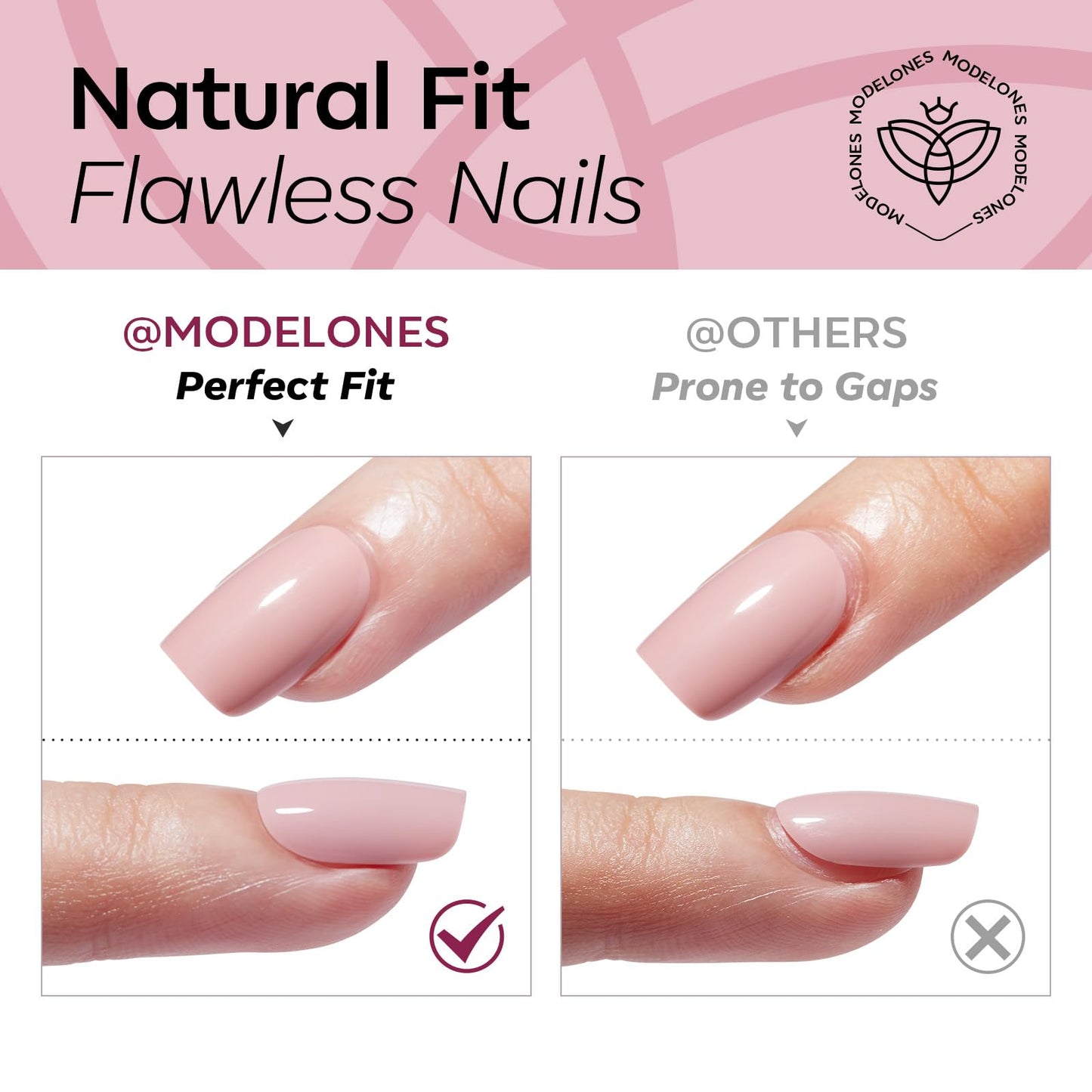 Modelones Extra Short Press on Nails, Burgundy Squoval Fake Nails, Reusable Nail Kit with Nail Glue Adhesive Tabs Mini Nail File, Nails Press Ons 32Pcs 16 Sizes, Spring Women Girl Gift