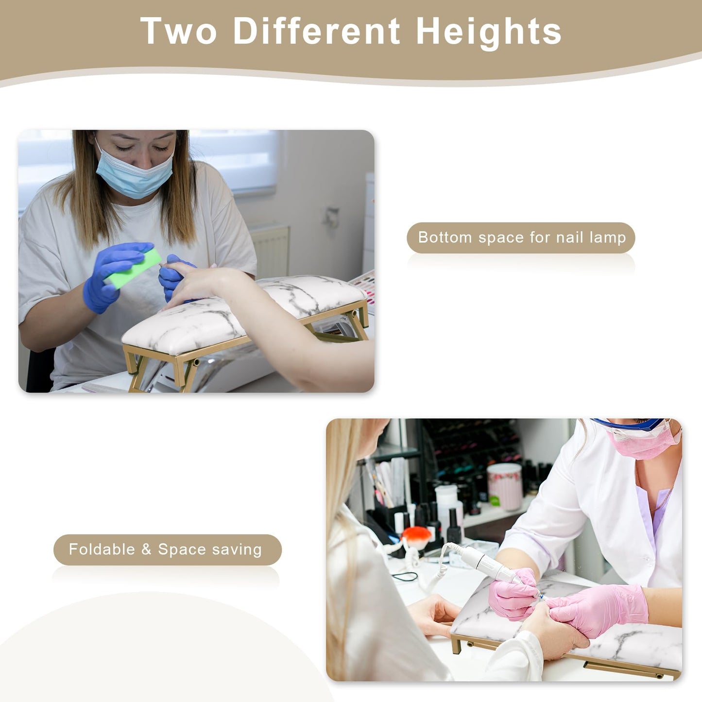 Arm Rest for Nails Tech, Foldable Nail Arm Rest, Microfiber Leather Manicure Hand Rest for Nail Tech,Manicure Salon Use