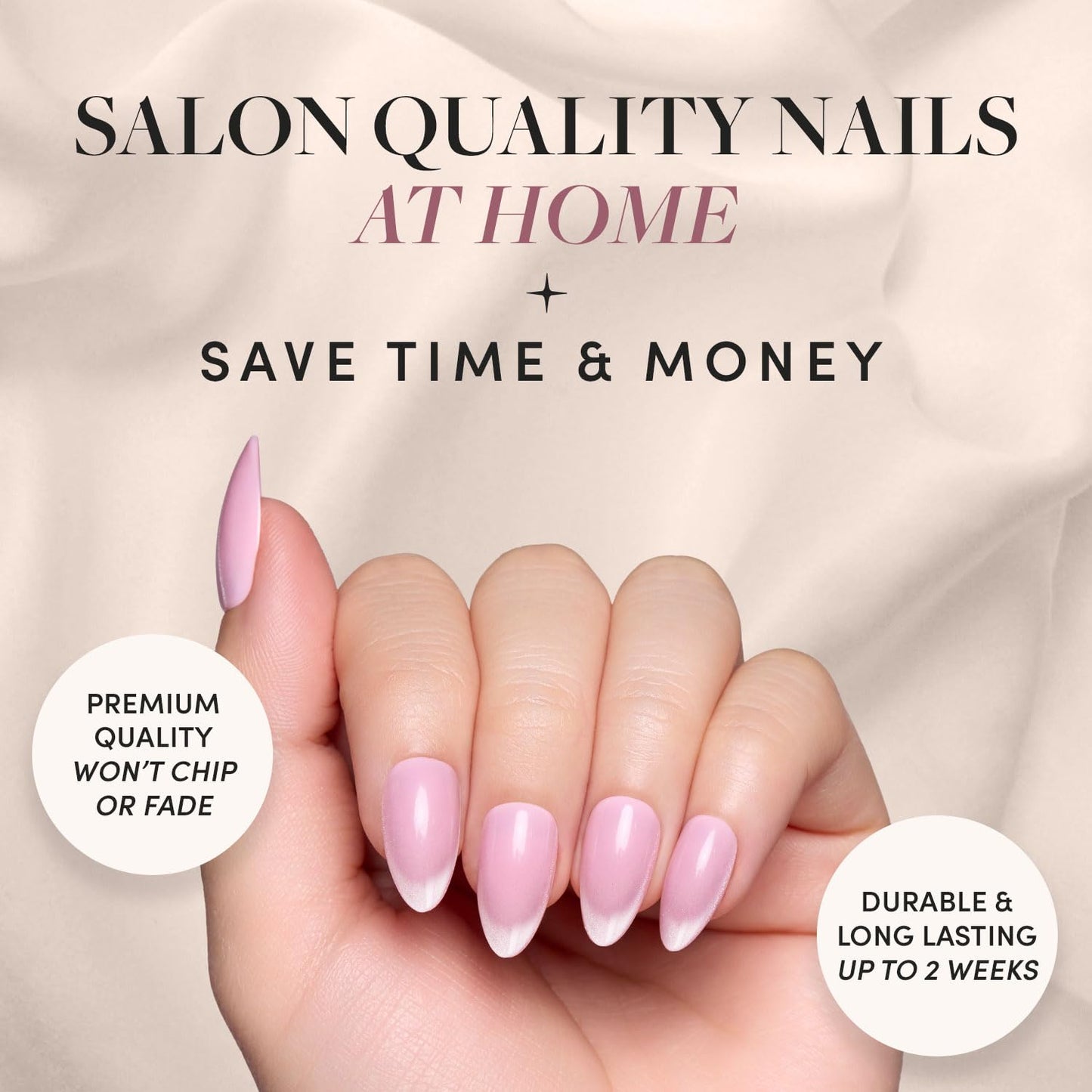 Glamnetic Press-On Nails - Lovers Blush | Pink Short Almond Fake Nails with Glossy Velvet Finish | 15 Sizes - 30 Nail Kit with Glue and Remover