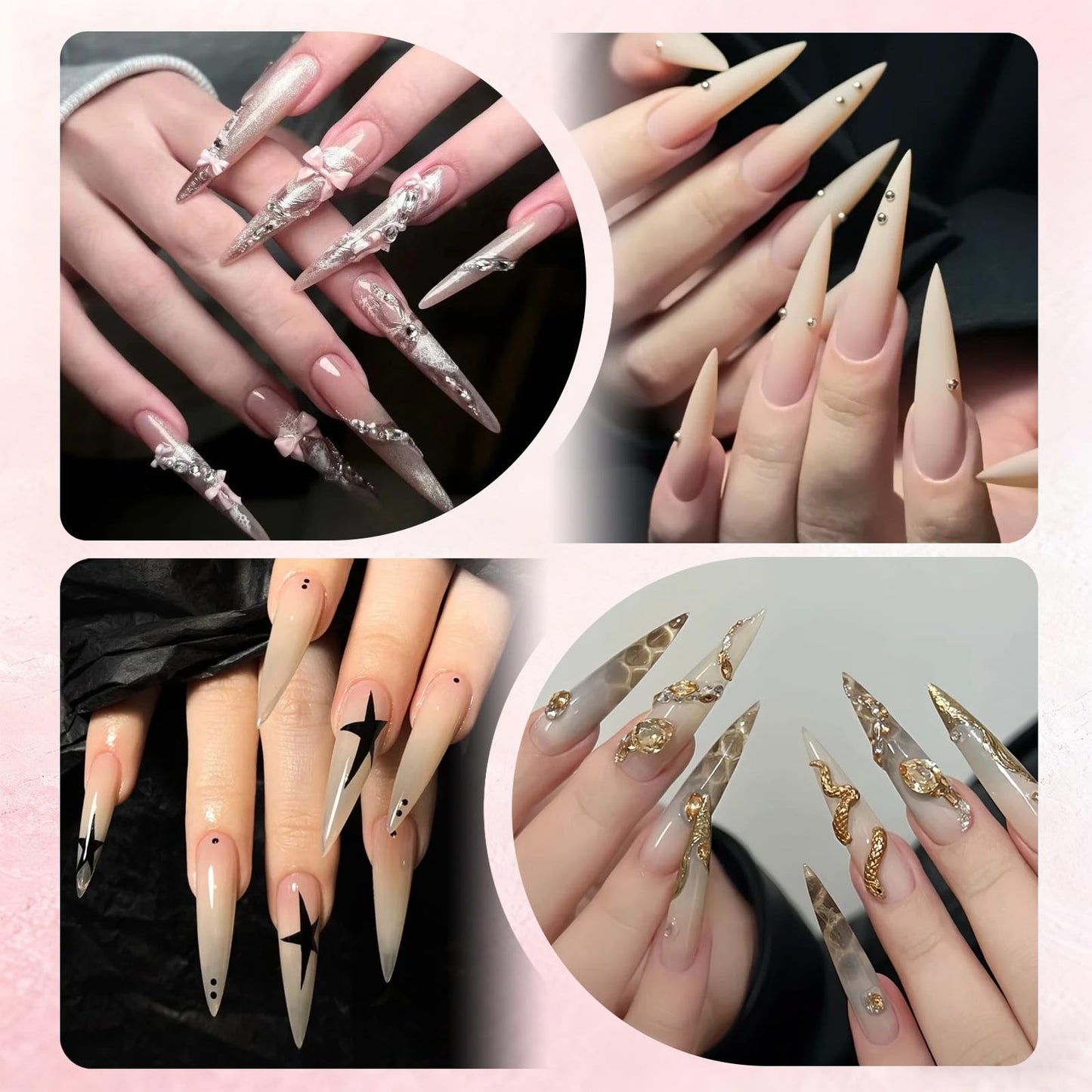 Allstarry Sandwich Dual Nail Forms, Reusable Sandwich Dual Forms 240pcs 15 Sizes Almond Pointed Nail Extensions Plastic Poly Gel Nails Forms for Builder Gel No Paper Forms Need Moldes Dual Nails Mold