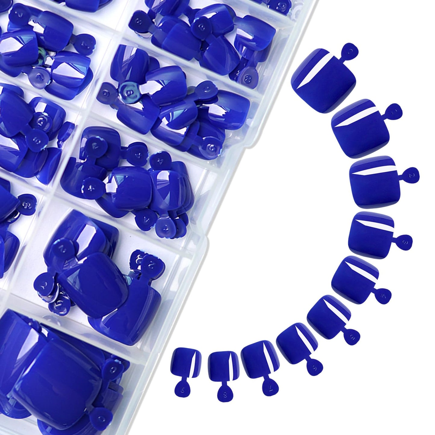 Lifextol 120PC Blue Press on Toenails for Women Fake Toe nail Press ons Acrylic Toe Press on Nails Set, Blue Press on Toe Nails Press on Fake Toenails Press ons Acrylic Toe Nail Tips Kit&Glue Tab-H