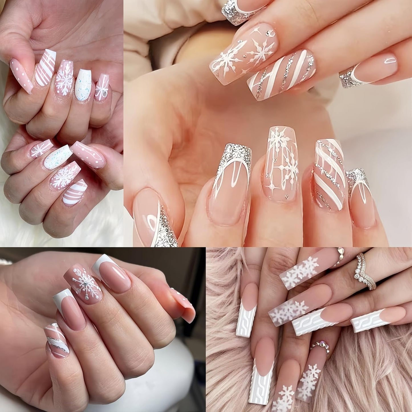 12 Sheets Snowflake Nail Stickers for Nail Art, 1000 Pcs 3D Self-Adhesive White Star Trees Nail Decals, Deer Elk Nail Supplies Nail Art Designs Accessories for Women and Girls Manicure DIY Decoration