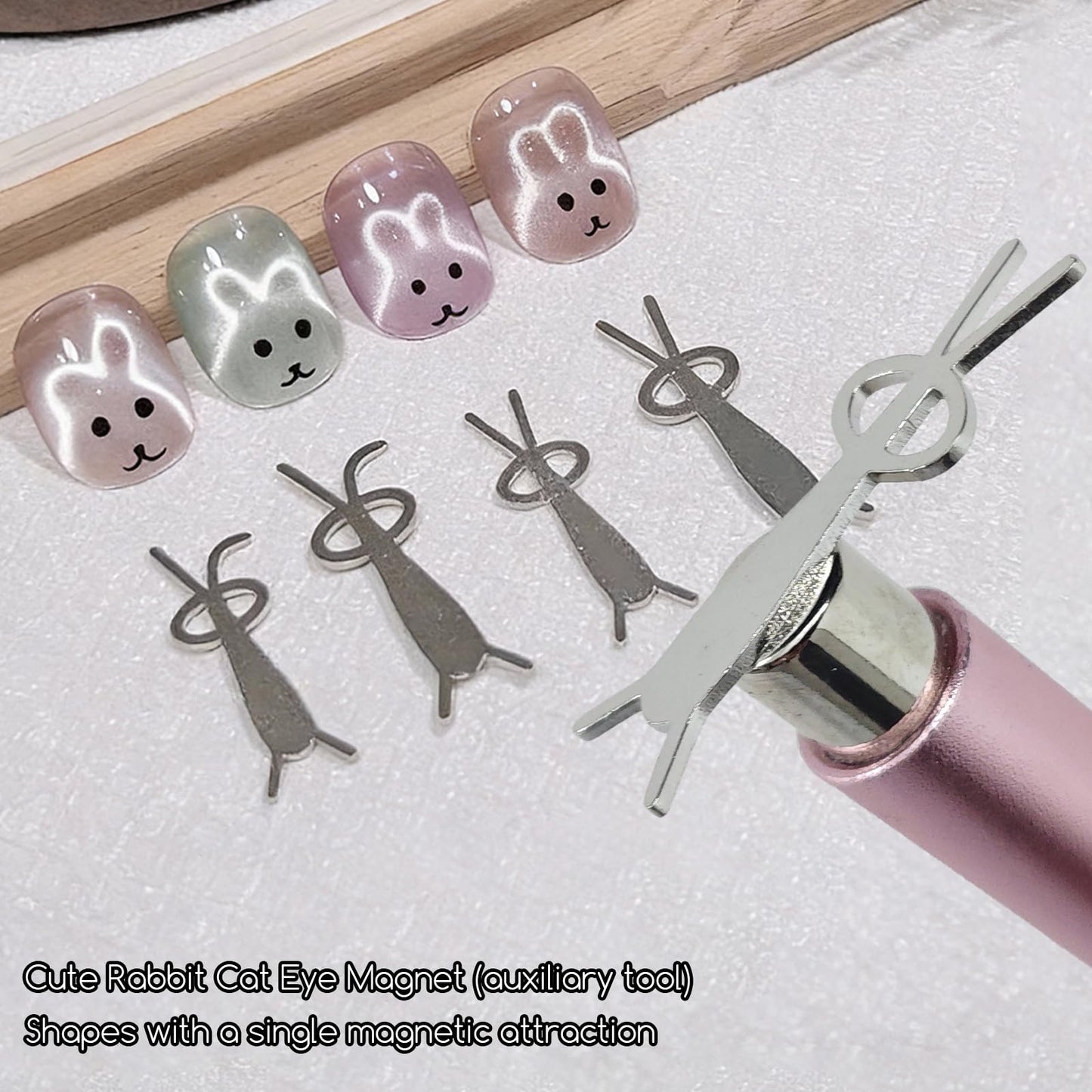 DANNEASY 12PCS Cat Eye Nail Magnet Set, Cat Eye Gel Nail Polsih Magnet Tool with Magnet Beads and Nail Magnets Guides,Flower Design Nail Magnetic Pen, Heart Cat Eye Magnet for Nail Art DIY (Pink)