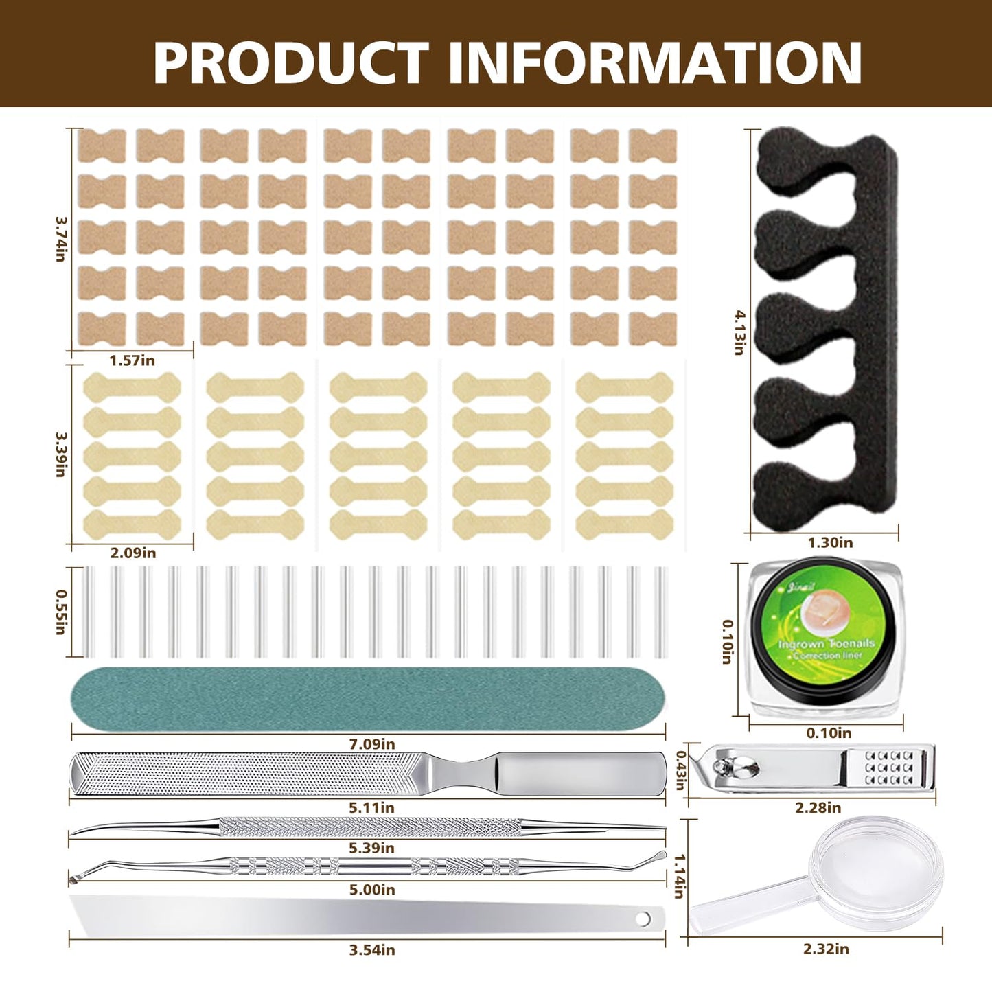 Ingrown Toenail Corrector Set with Magnifier and Correction Strips, Professional Ingrown Toenail Treatment Tools Set, Safe and Effective Nail Care for Home Use