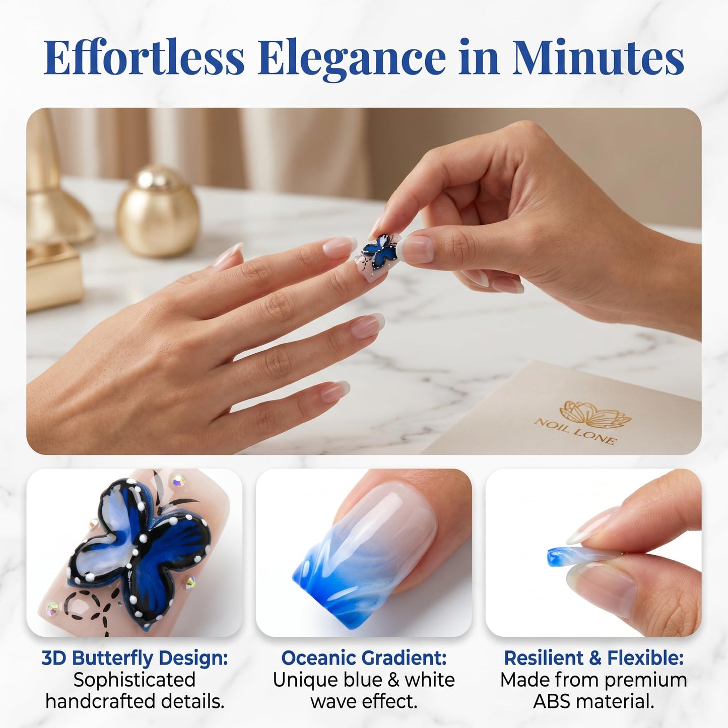 Luxury Handmade Press on Nails Medium Duck Bill Fake Nails Summer with Rhinestones Flowers Design False Nails Press Ons Reusable Full Cover Stick on Nail for Women Manicure 10Pcs (Size M)