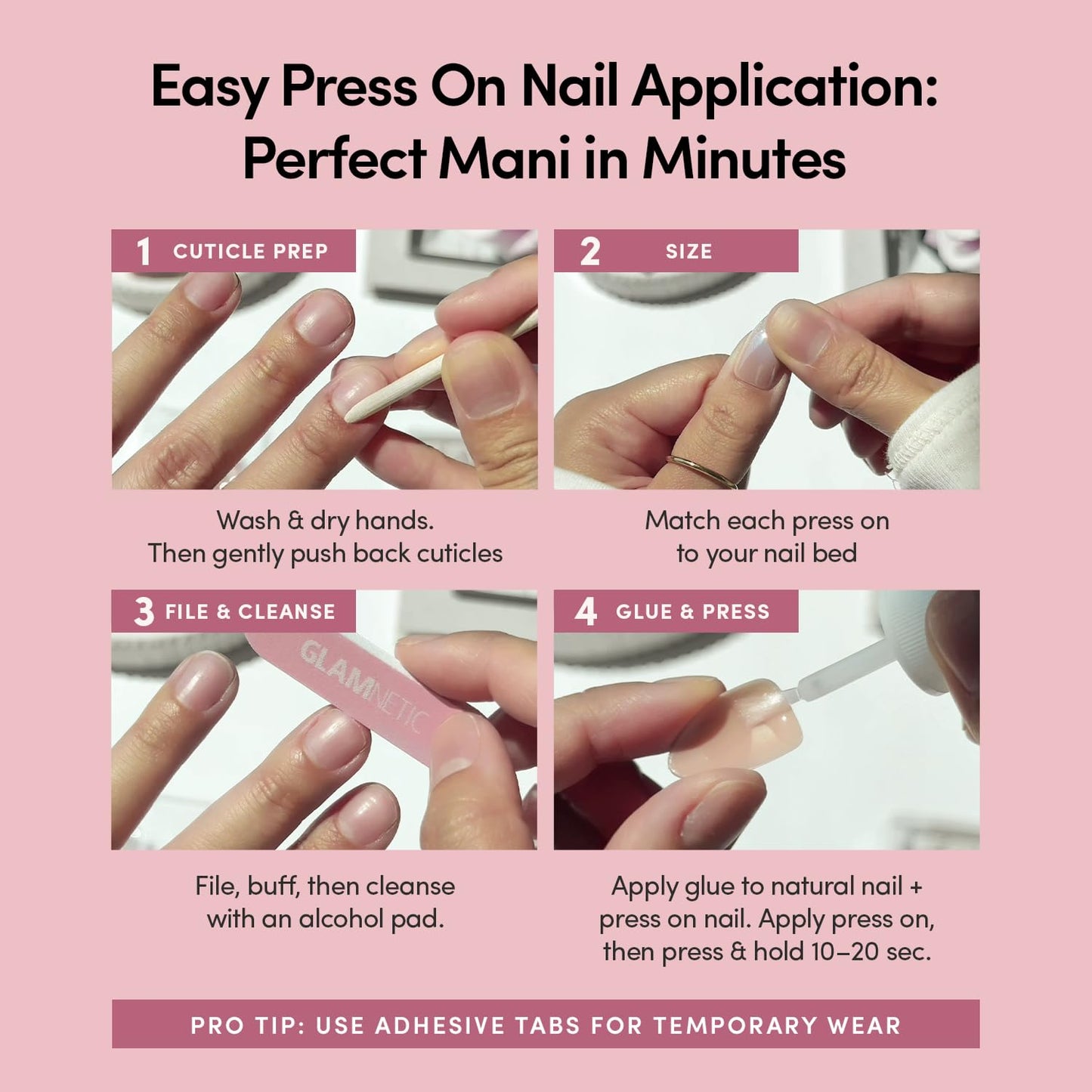 Glamnetic Press On Nails - Medium Coffin Fake Nails with Blue & White French Tips | Salon Quality Vacation Nails | Tuscan Twist | 15 Sizes - 30 Nail Kit with Glue