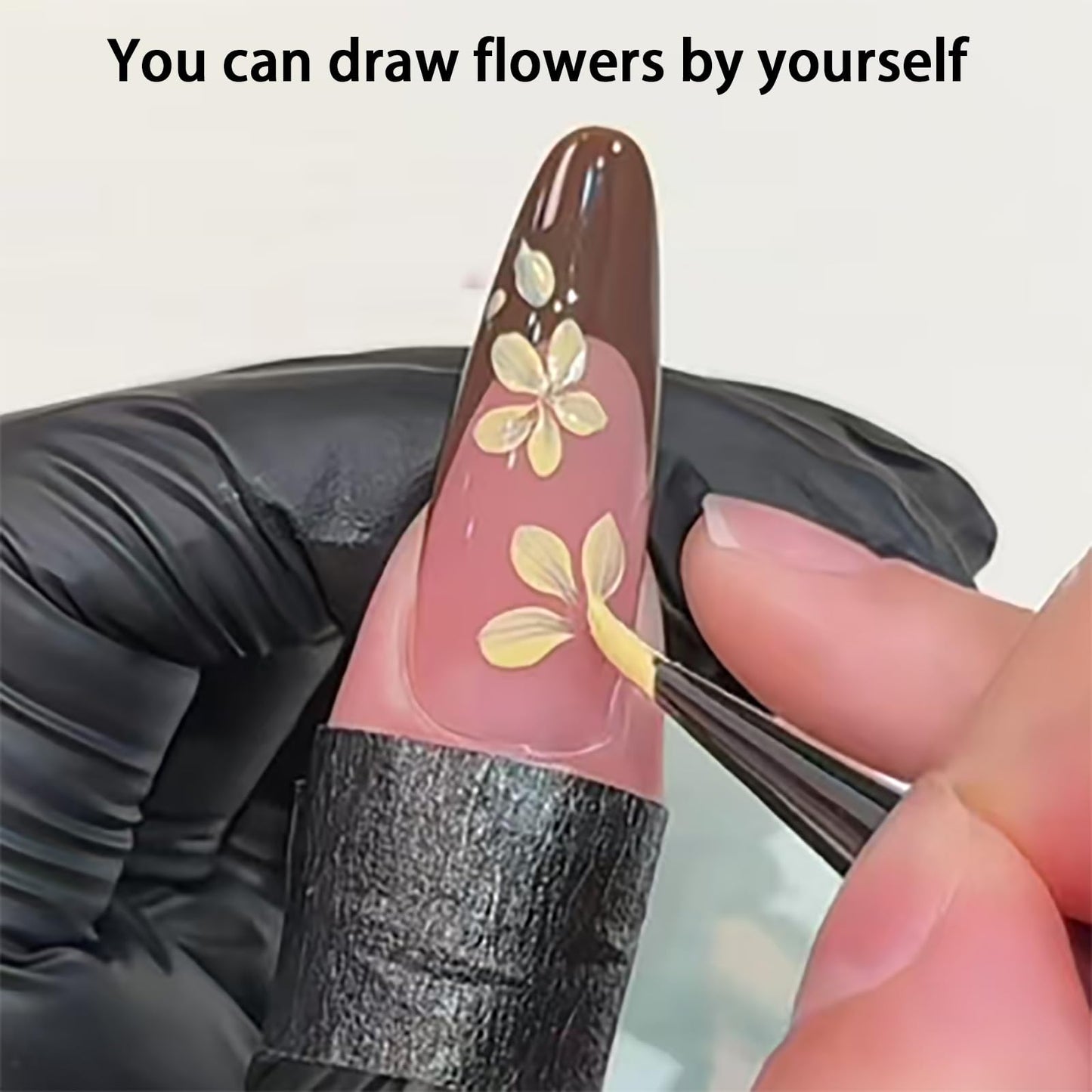 HNRongkya Nail Art Liner Brush Set, Nail Art Brush for Drawing Petals and Butterflies,Fine Detail Nail Brushes, Wooden Handle, 3 Piece