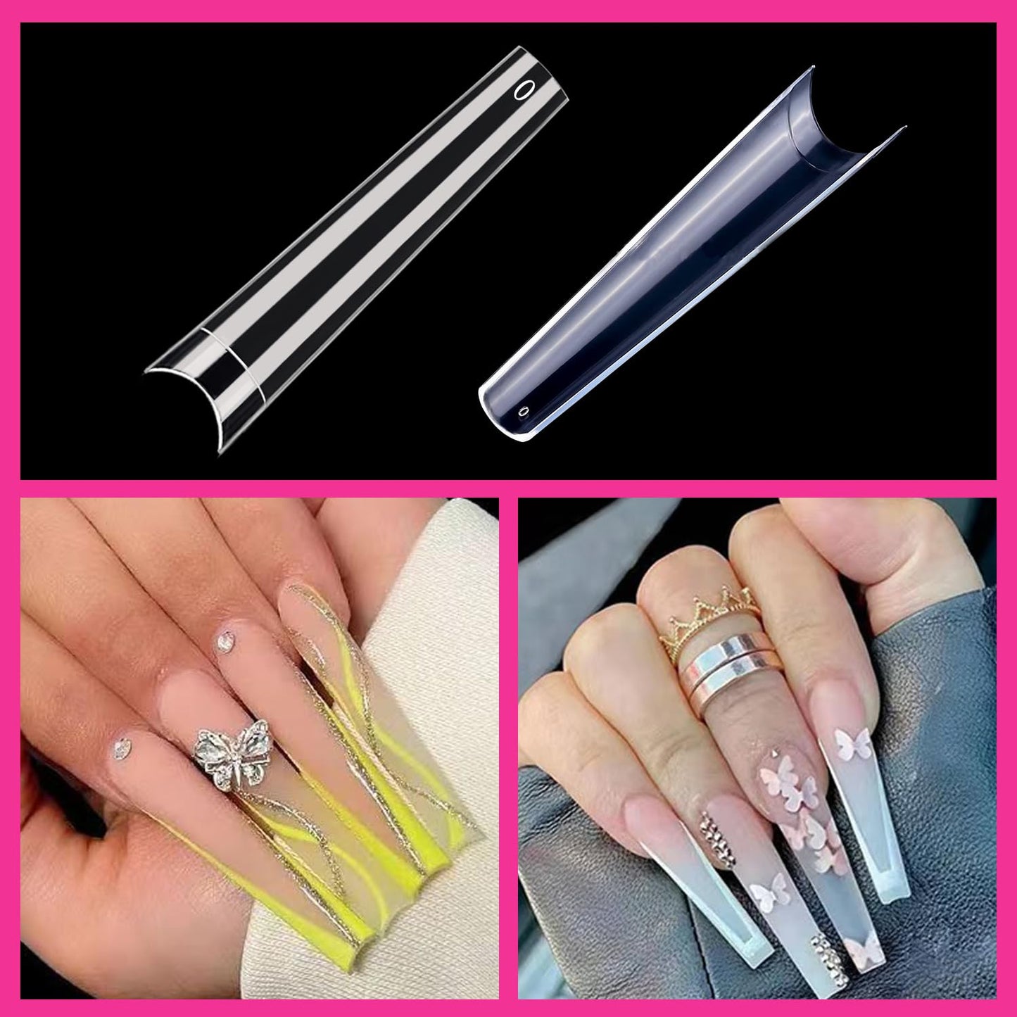 Extra Long Coffin Nail Tips No C Curve 240PCS XXXL Nails Clear Acrylic Nails Tips, Half Cover Long Coffin Press On Nails, Flat Acrylic Nail Tips False Nails For Nail Salon Home DIY,12 Sizes