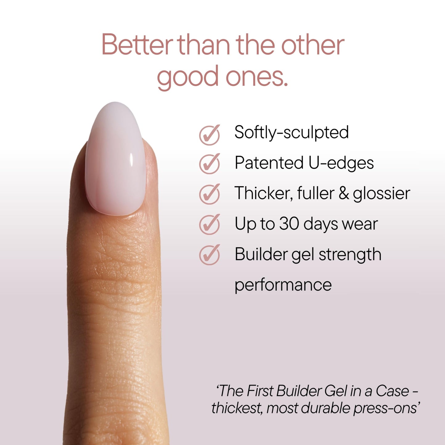 Celebritips Press On Nails - Salon U-ltimate™ | Bare Milk, Extra Short Almond Nails, Reusable | 16 sizes - 32 Nails Kit with Glue and Sticky Tabs