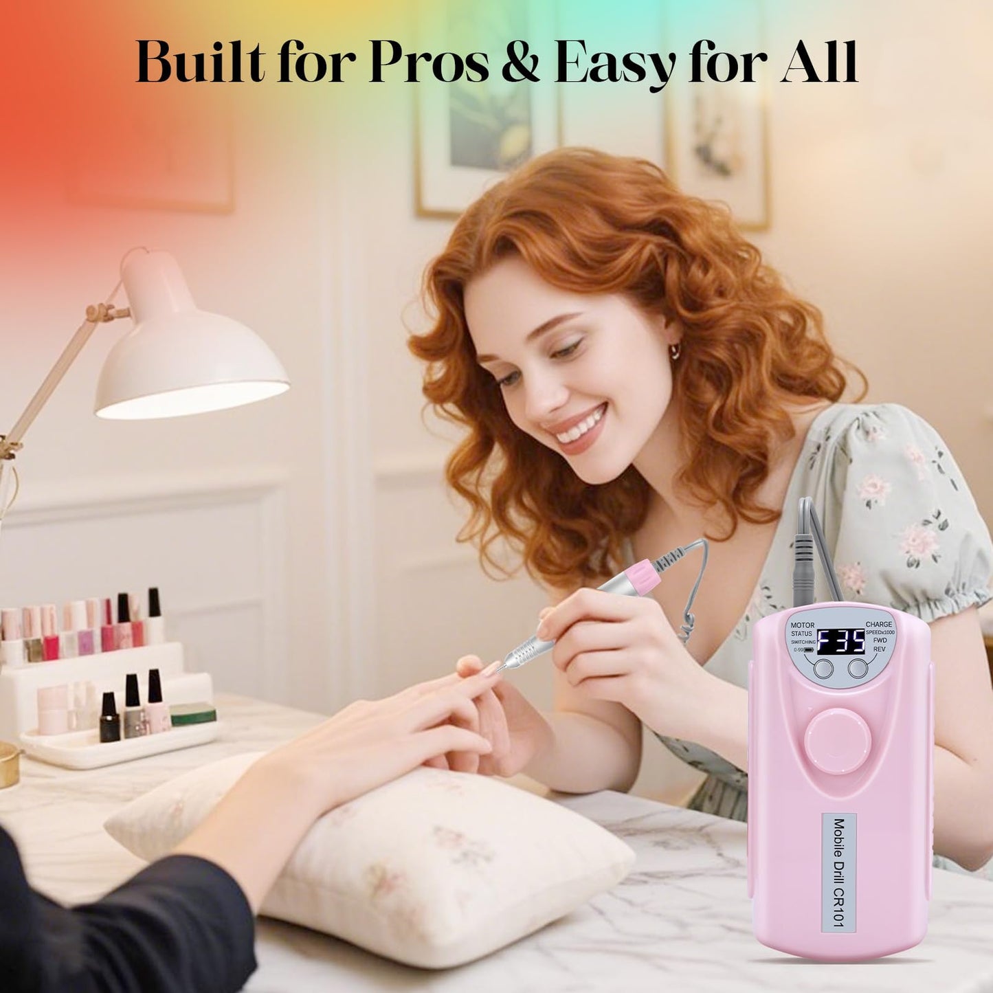 COYZU Electric Nail Drill Professional, 35000RPM Nail File Machine with Bits Set & Fast Cooling, Portable for Acrylic Gel Nail Polishing Removing, Manicure Pedicure at Salon & Home Use, Gift for Women