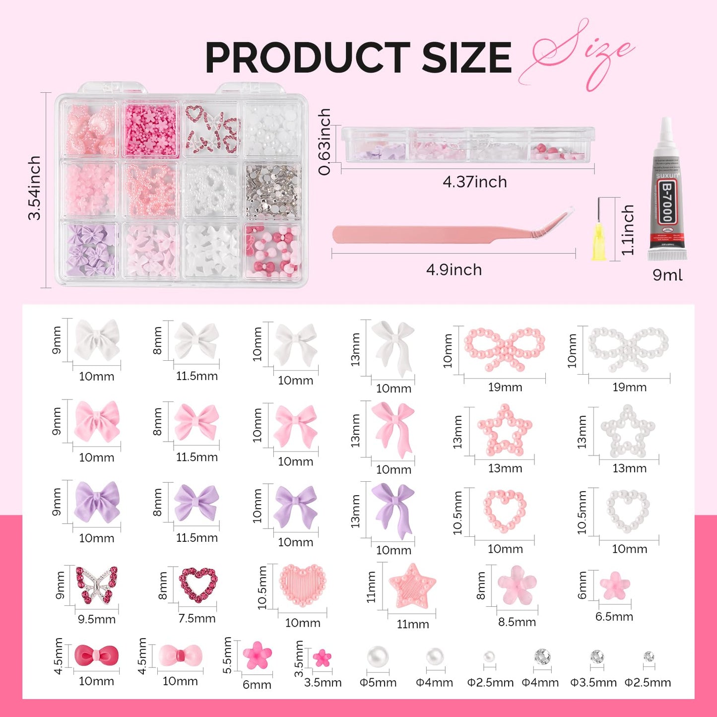 MelodySusie GelCarousel for Nail Polish Bottle Holder and 3D Mixed Nail Charms and Gems and Sandpaper Sheets and 7Pcs Nail File Kit