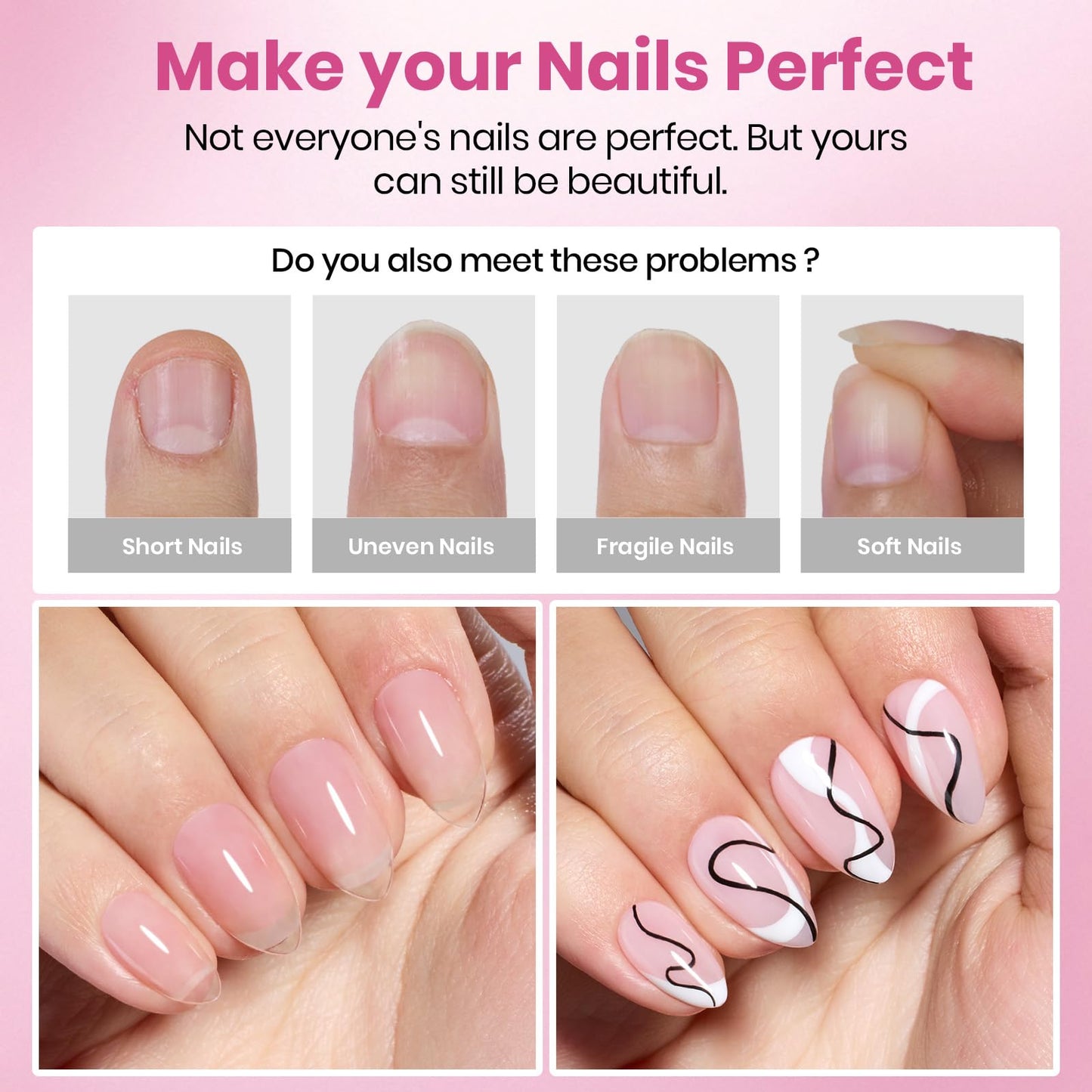 Beetles Gel Nail Tips Flat-X - Almond Square Short, 320pcs 16 Sizes, Pre-Etched Half Matte Full Cover Soft Acrylic False Nail Tips Easy DIY Press on Nail Extension Salon for Flat & Natural Nail Beds