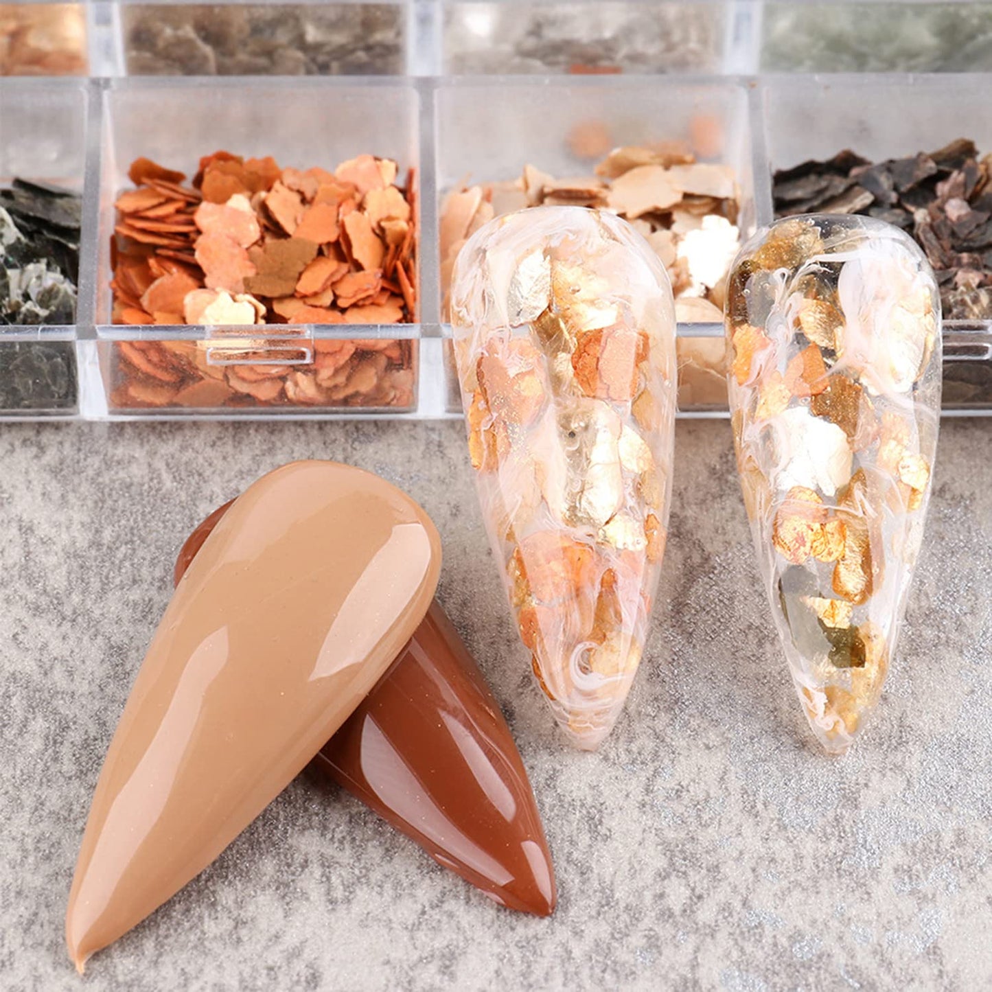Mica Marble Nail Art Flakes, Holographic Japanese Style 3D Nail Glitter Sequins Design, 3D Mica Marble Nail Slices Acrylic Nails Supplies for Women Manicure Charms Decorations, DIY Resin Nail Art Tips
