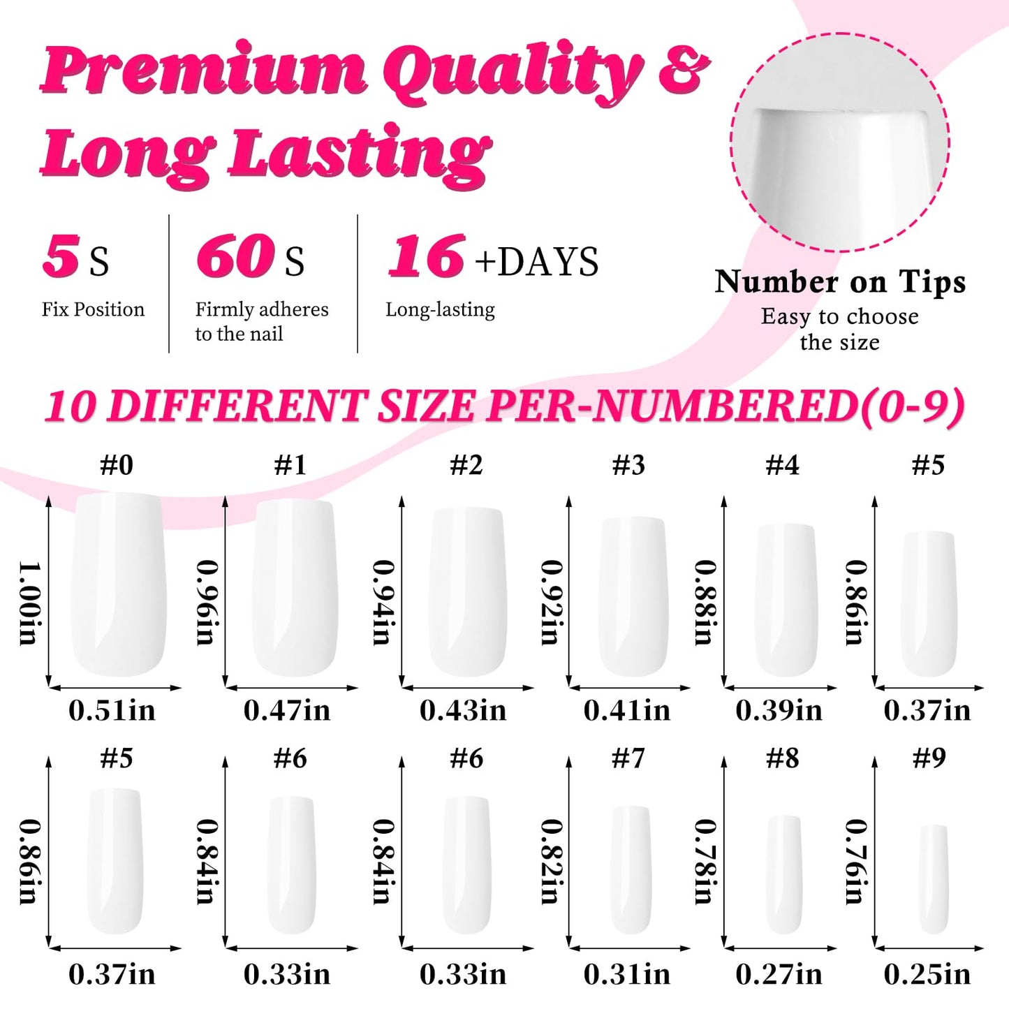 Lifextol 120pc Square Press on Nails Medium Long Ballerina Fake Nail Full Cover Artificia Acrylic False Nail Art Square Fingernails for Beginner Women and Girls Manicure(White）