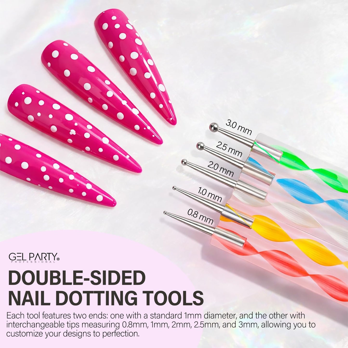 GEL PARTY 38 Pcs Professional Nail Art Brush Kit - All-in-One Nail Design Tools Set with Detail Brushes, Dual-Ended Dotting Pens, Silicone Brushes, Tweezers, Striping Tape & Palette for DIY Manicure