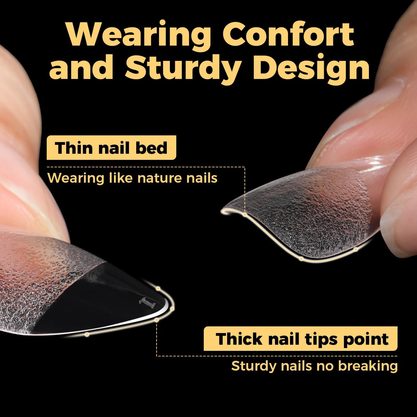 UNA GELLA Short Almond Gel Nail Tips, 600 Pcs Pre-Filed Short Nail Tips Almond Shape Half Matte Press On Nails 12 Sizes Full Cover Clear Fake Nails for Extension Home DIY Salon with Box