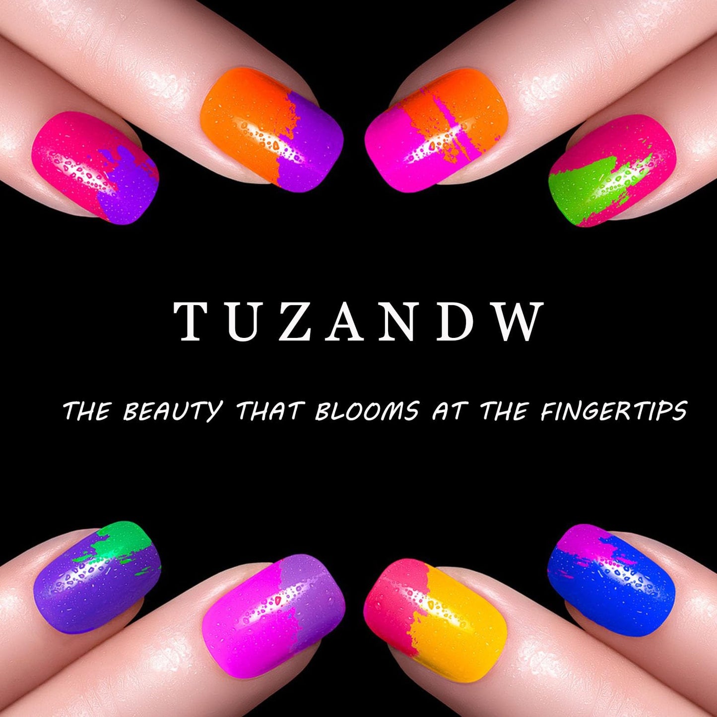 Coffin Press on Nails Medium - Purple & Pink Gradient Fake Nails Press on Nails Full Cover Glue on Nails Glitter Designs Artificial Acrylic Nails for Women 24 Pcs