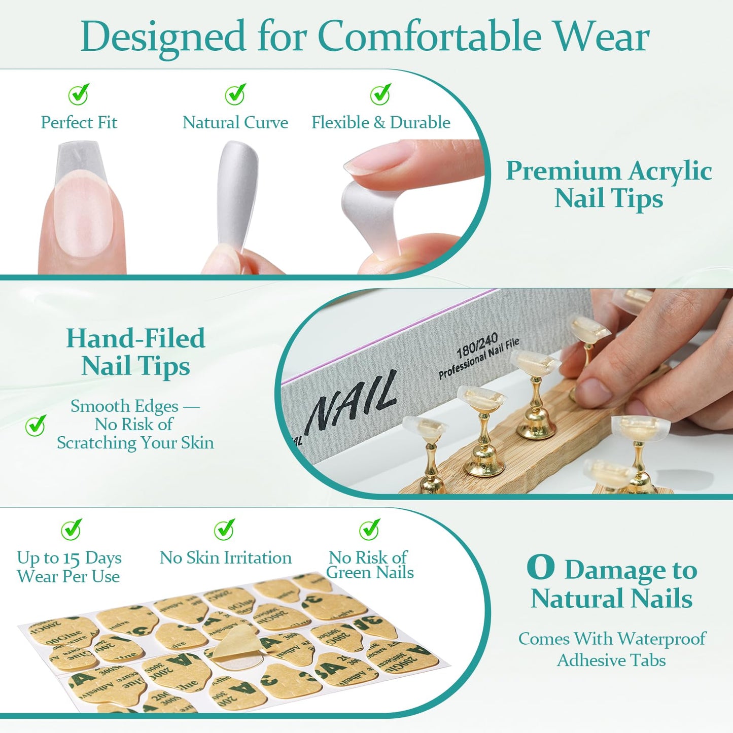 MOKAYIMO Ombre Press On Nails Short，Almond Nude Nail Press Ons，Reusable Press On Nail Kit With Everthing，10pcs Durable Handmade Custom-Sized Acrylic Nails，Size M