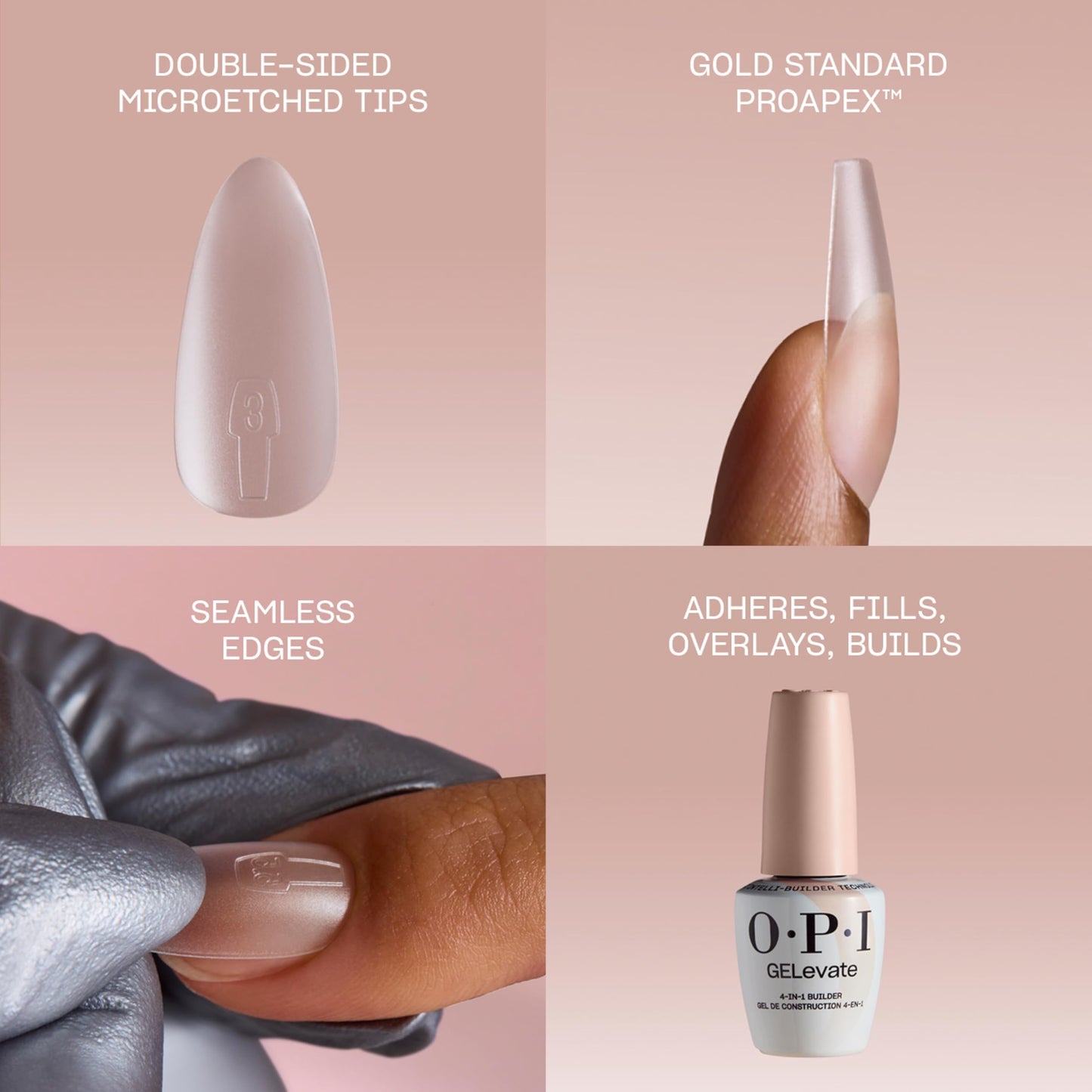 OPI GELevate Soft Gel, Nail Tips | Stiletto Shape Extensions | Flexible & Natural Fit | 1 Box with 16 Sizes