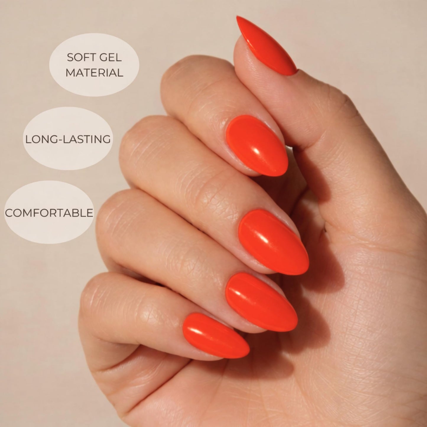 OURÉ Matching Press On Nails and Toenails Mani Pedi Set, Short Almond Soft Gel Nail Kit with Glue, 30 Press On Nails + 24 Press On Toenails, Reusable Fake Nails (Love Letter – Warm Red)