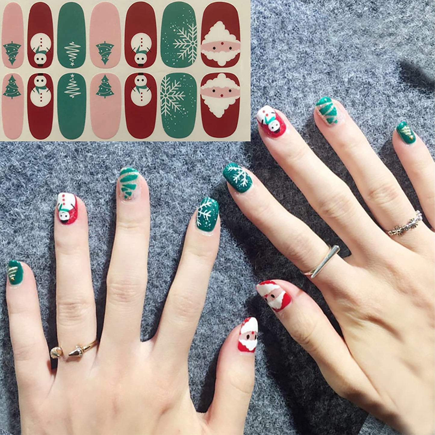 336 Pieces 24 Sheets Christmas Nail Stickers Full Nail Wraps Adhesive Nail Art Stickers Nail Polish Strips for Women with Nail File, Cuticle Stick(Classic Series)