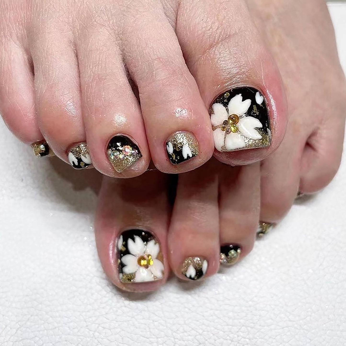 Press on Toenails with Starry Sky Designs, Artificial Fake Nails for Toe, Full Cover Moon Star Rivet Coffin Acrylic False Nails, Glue on Toenails with Charm, Stick on Toe Nails for Women Girls(J94)