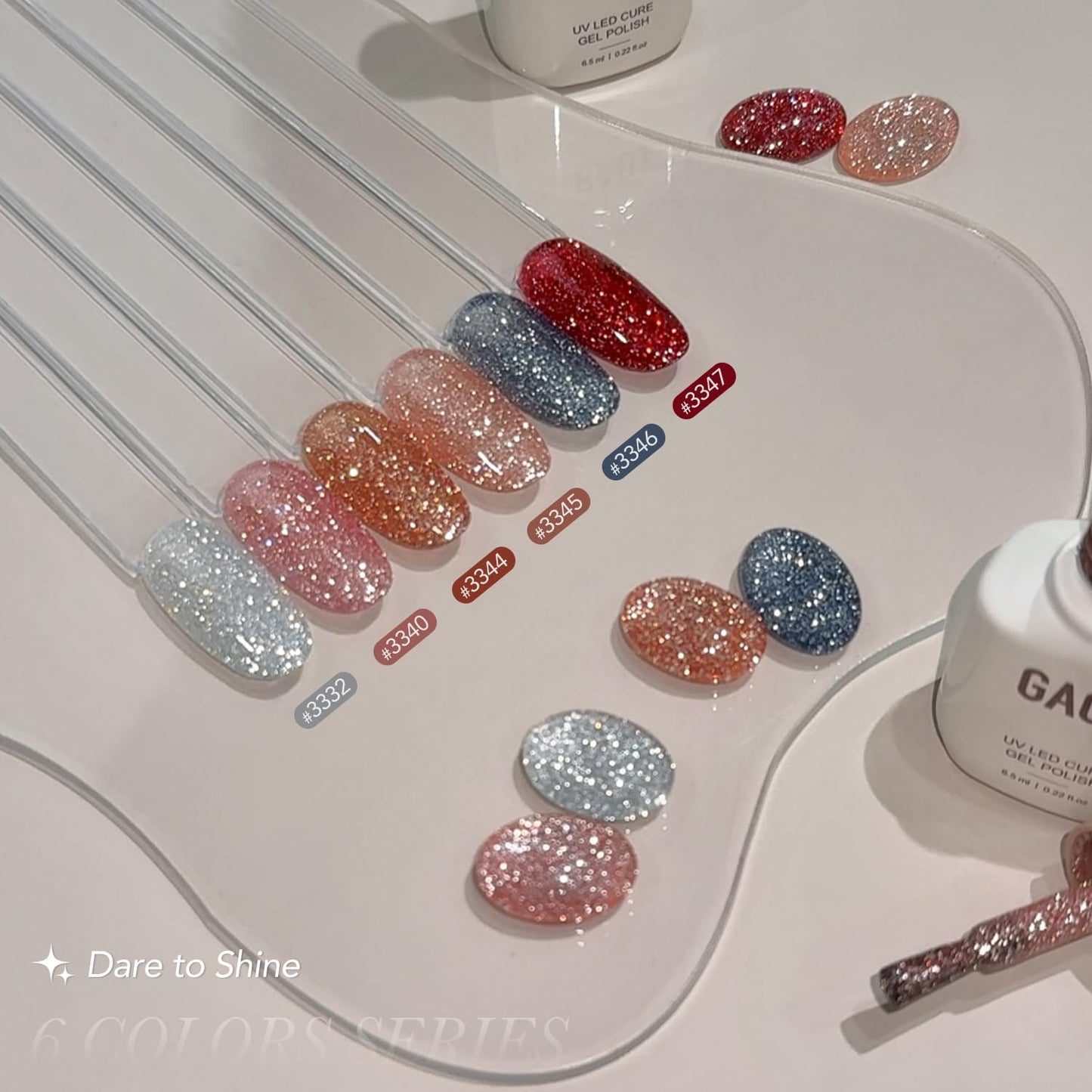 GAOY Reflective Glitter Gel Nail Polish Set, 6 Colors Red Pink Silver Holographic Sparkle Gel Kit, Soak Off UV Light Cure for Salon and Nail Art DIY at Home, Radiant Opulence