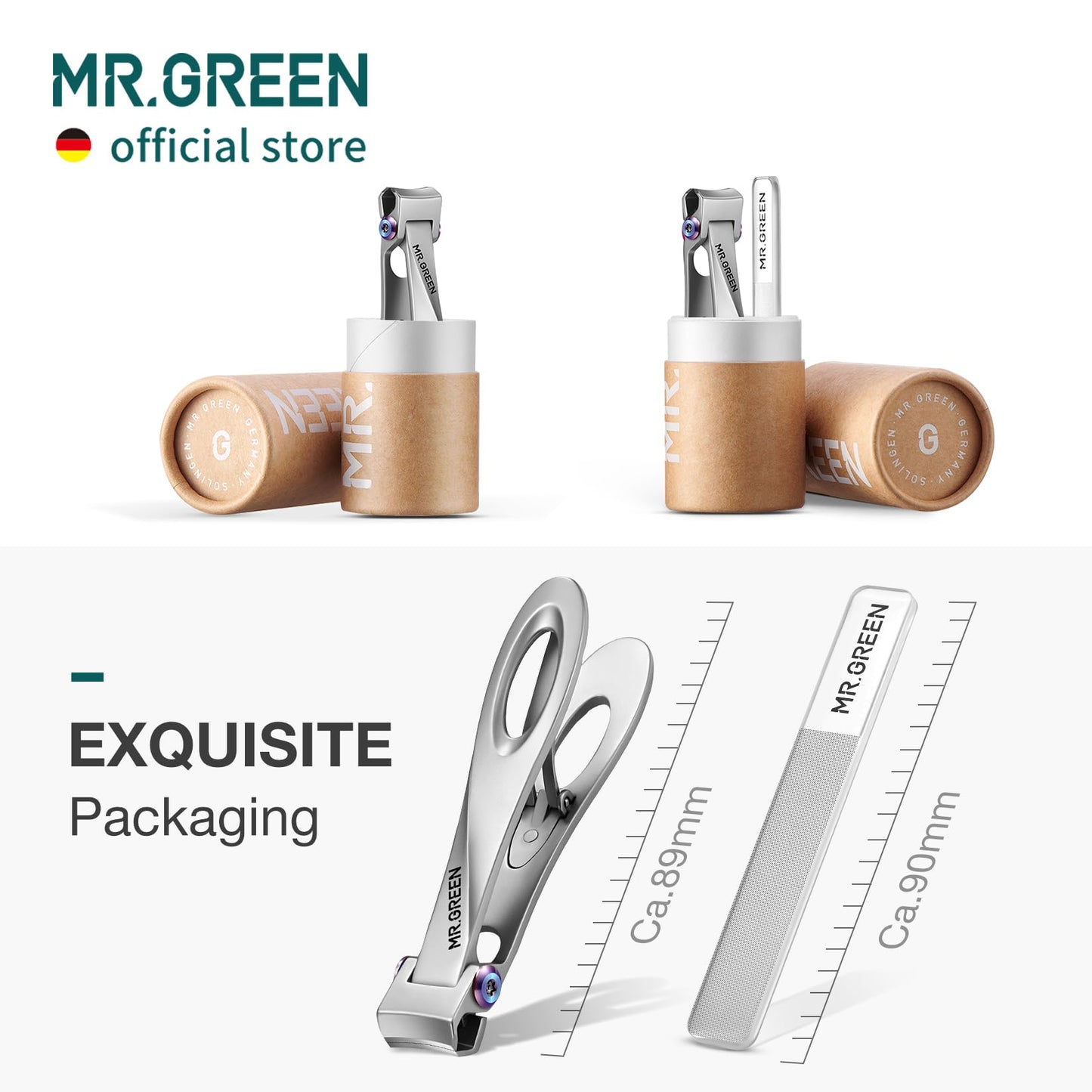 MR.GREEN Nail Clippers Wide Jaw Opening Stainless Steel Fingernail Clipper Thick Hard Toenail Cutter Manicure Scissors Tools (Nail Clipper (Large)+Nail File)