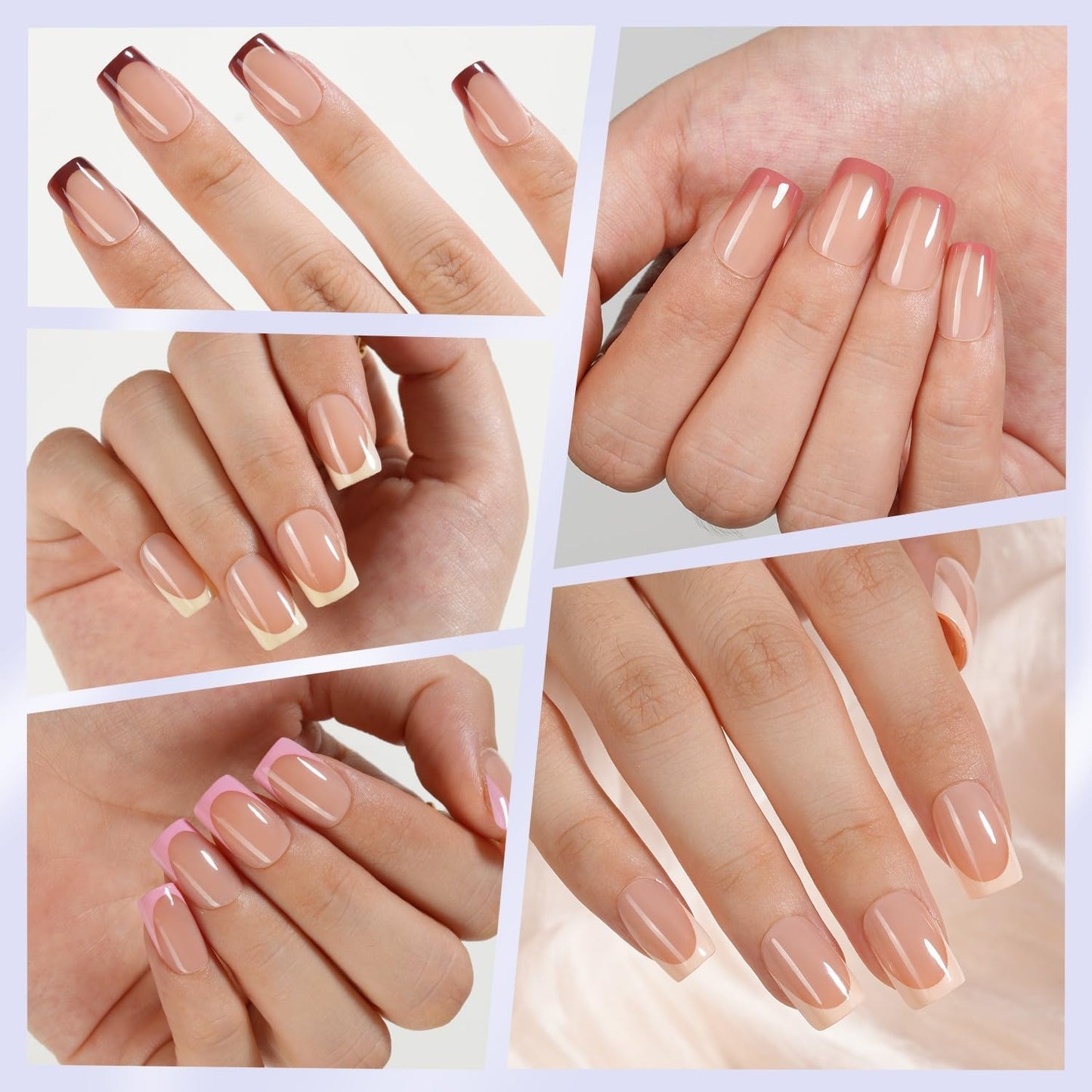 Misssix French Tip Press On Nails, 160Pcs French Gel Nail Tips Short Square, Soft Gel Fake Nails, X-BASIC Tips Starter Kit for Nail Art DIY 16 Sizes