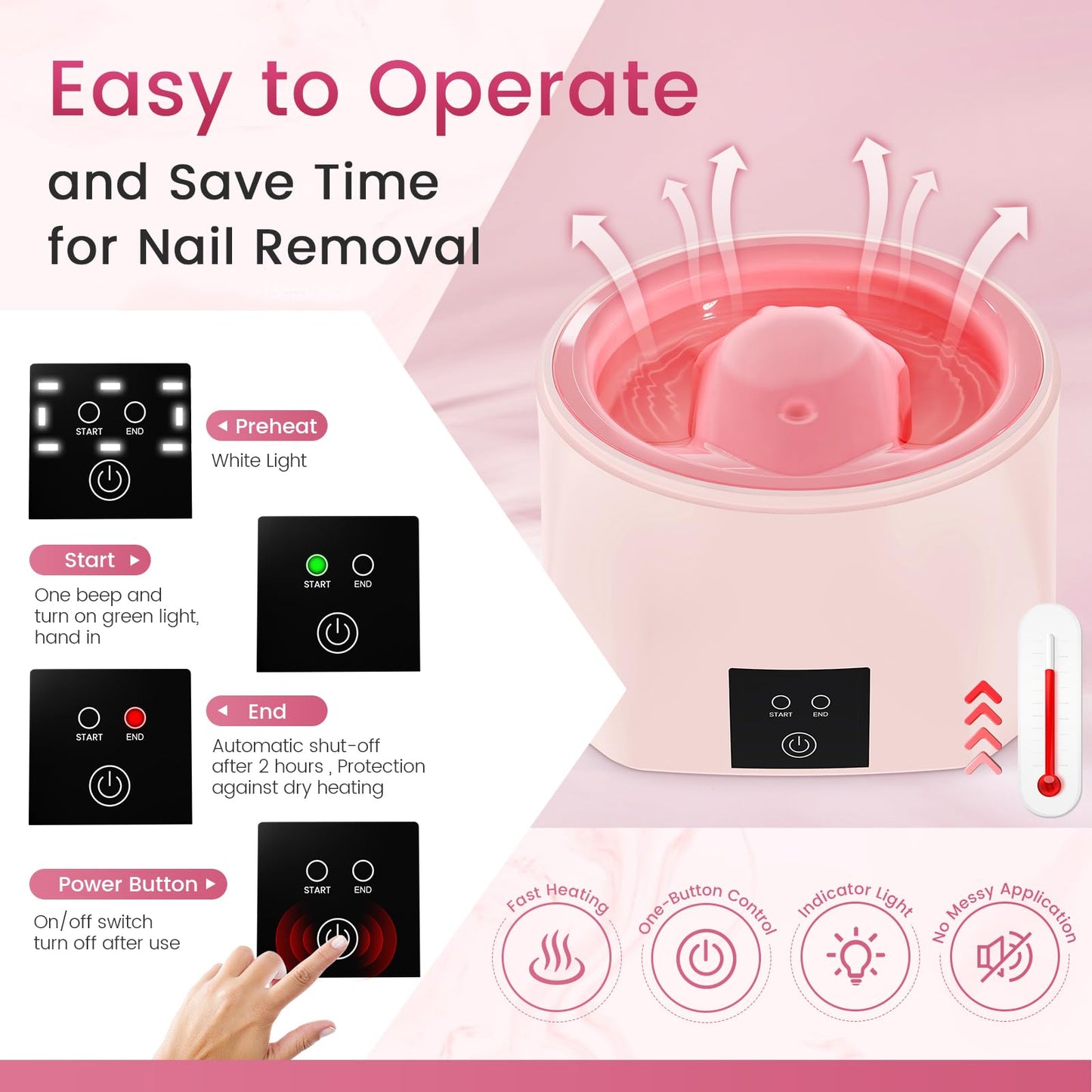 Yokilly Nail Soaking Bowl Heated: 50% Faster Nail Soak off Bowl for Women Nail Beginner - Electric Manicure Nail Bowl for Home Salon