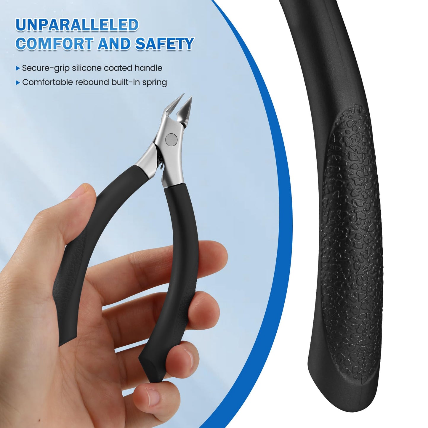 BEZOX Toenail Clipper, Straight Blade Podiatrist Nail Clippers for Thick Nails for Seniors, Men and Women, Ergonomic Toe Nails Cutter for Ingrown Toenail Prevention - Black