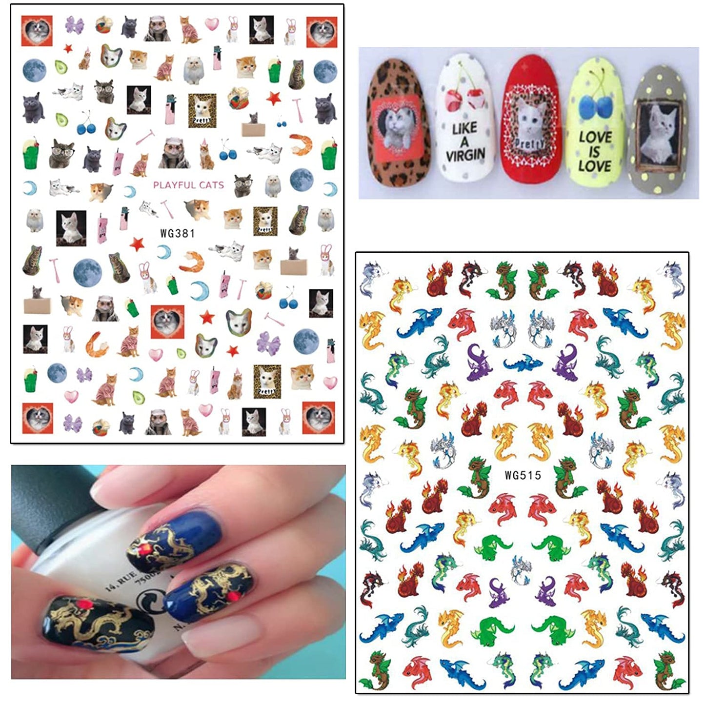8 Sheets Animal Nail Art Stickers with 9 Sheets Thanksgiving Nail Art Stickers