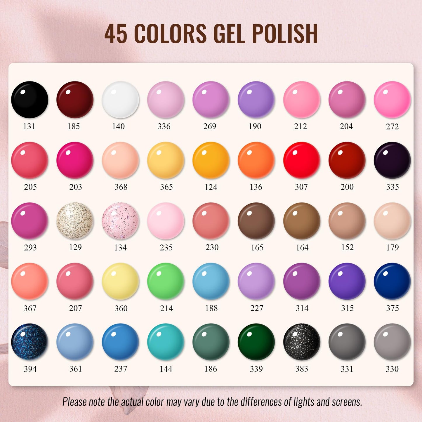 phoenixy Gel Nail Polish Kit with U V Light, 64 Pcs Gel Polish Nail Set 45 Colors All Seasons Nail Polish Set with Base and 4 Effects Top Coat Manicure Tools Complete Gel Nail Kit Gift for Women