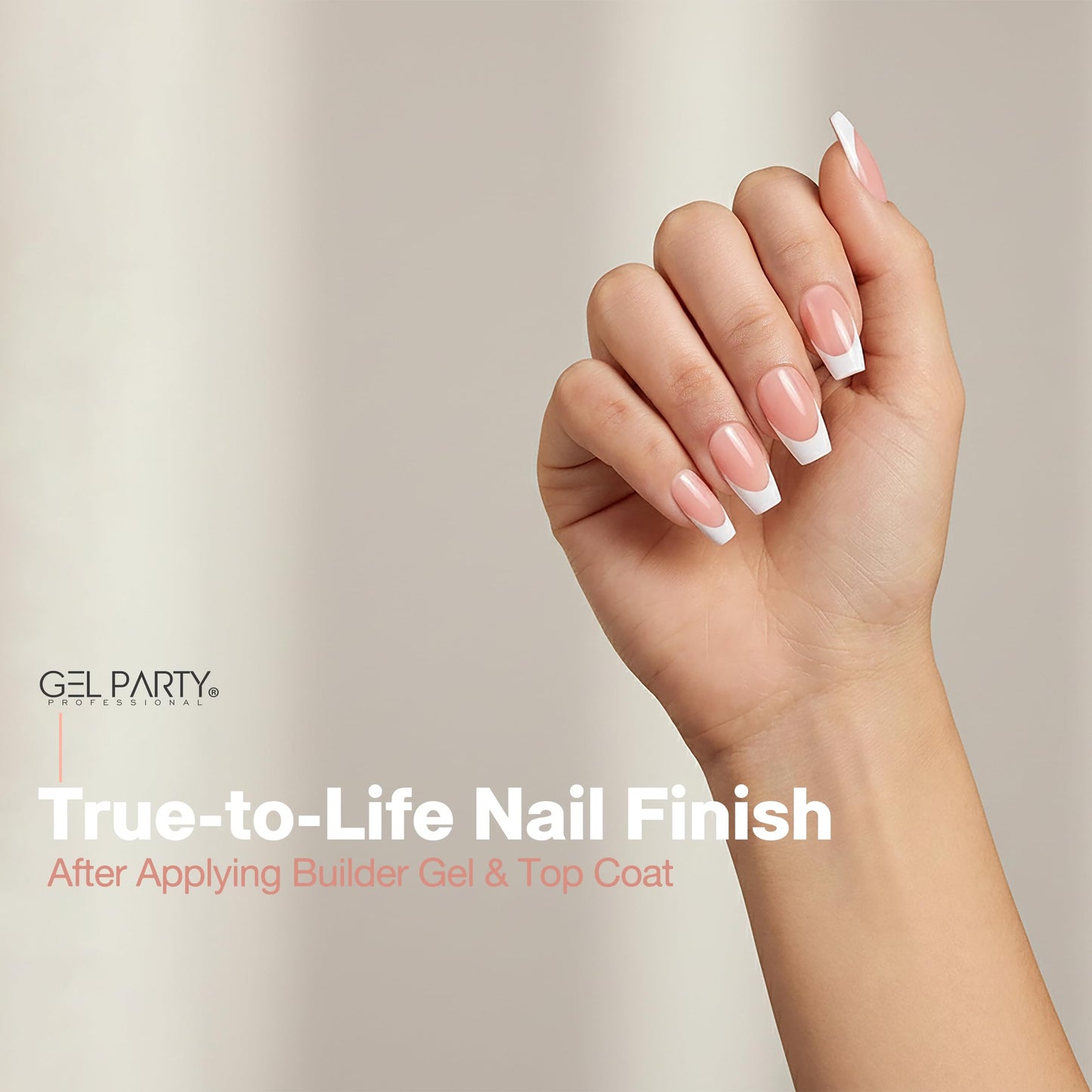 GELPARTY Rapid French Tip Press On Nails – 150Pcs, 15 Sizes | Pre-Shaped Soft Gel French Tips for Salon-Perfect Nails (Nude Short Coffin)