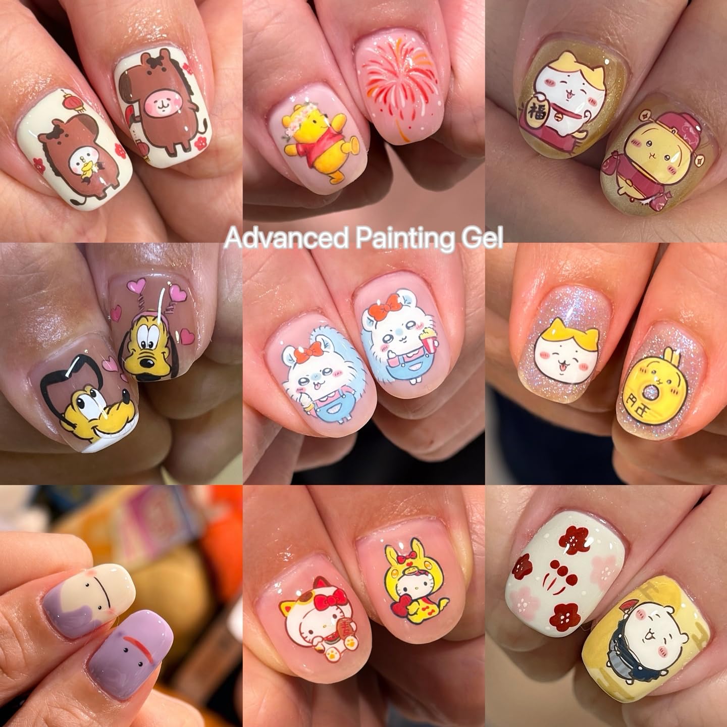 YJMyujimi Advanced Painting Gel for Nail Art,8 colour kit with 2 palette(12 divsions),Non wipe,Manicure Professional Nail Salon DIY at Home Gift (B)