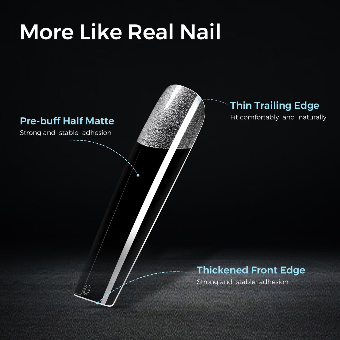TOMICCA Extra Long Square Nail Tips, 240Pcs Pre-Shaped Half Matte Clear Full Cover False Nails 12 Sizes Gel Nail Tips for Extension Nail Home DIY
