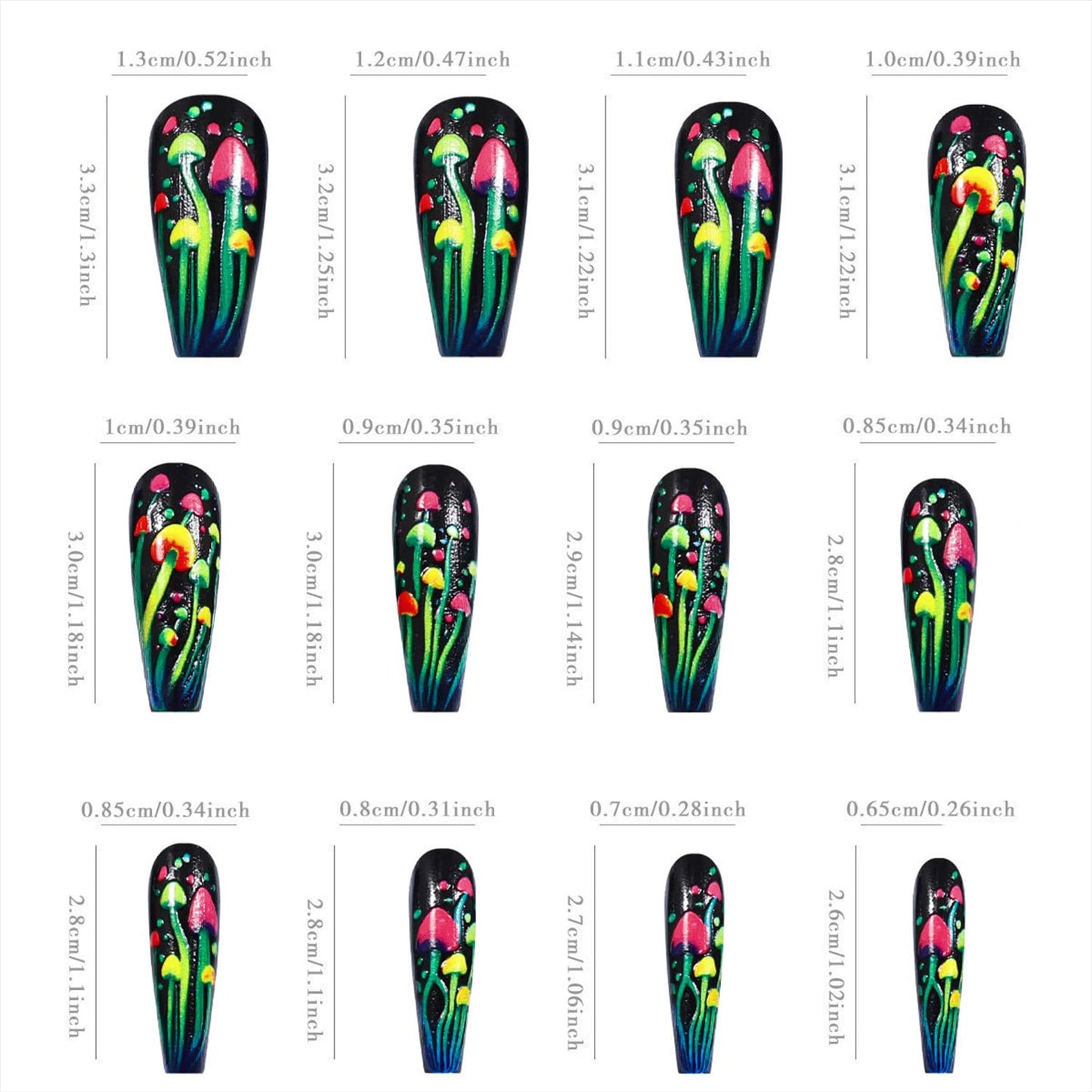 Ballerina Press on Nails Colorful Jellyfish Fake Nails Extra Long Coffin Nail Glossy Artificial Glue on Nail for Women DIY Acrylic Manicure