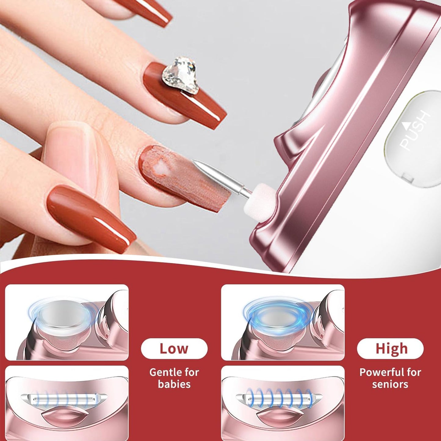 2026 Electric Nail Clipper,4 in 1 Automatic Nail Trimmer with Nail File/Polishing/Gel Nail Light,2-Speed Automatic Trimmer with LED Light & Debris Storage,for Seniors, Adults,Kids（White）
