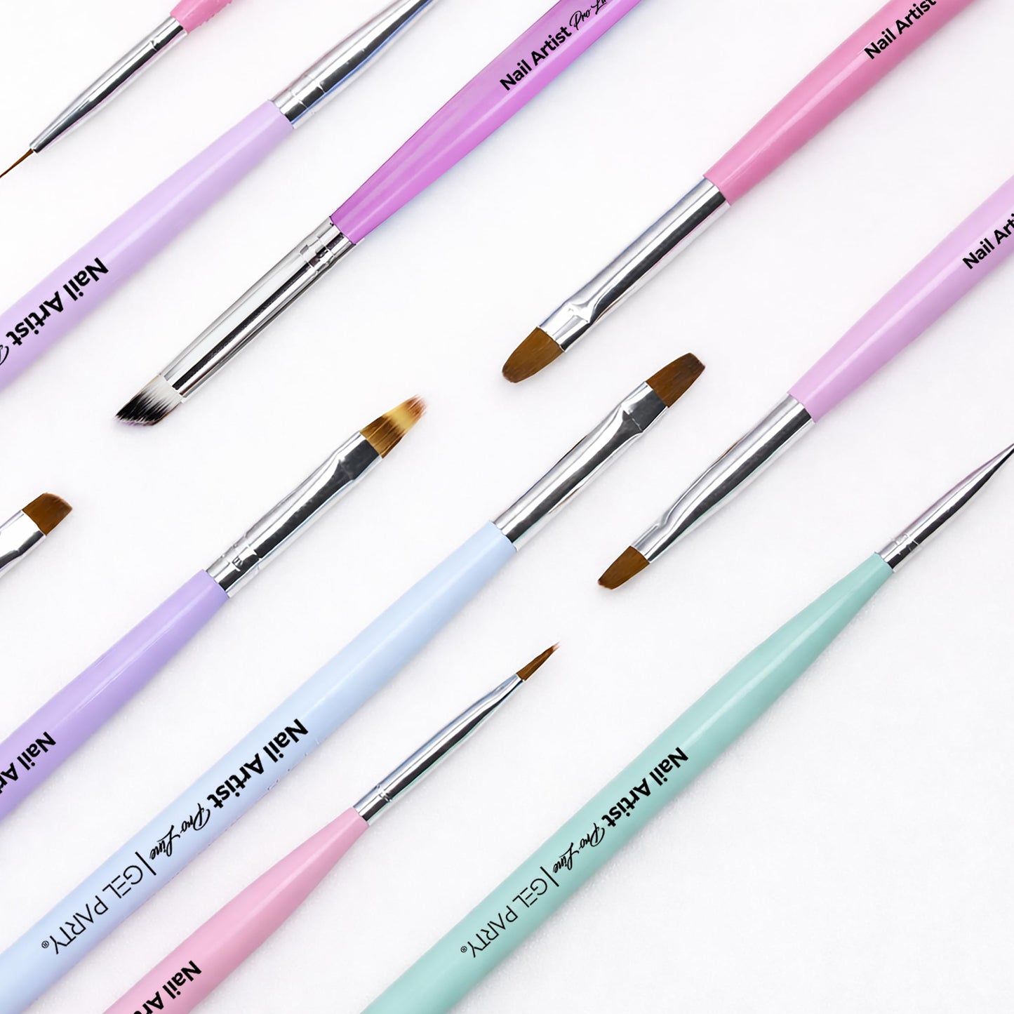 GEL PARTY Professional Nail Art Brush Kit – 21 Pcs Pastel Color Detail Brushes Set for Gel, Acrylic, Ombre & Nail Painting – Salon & DIY Use