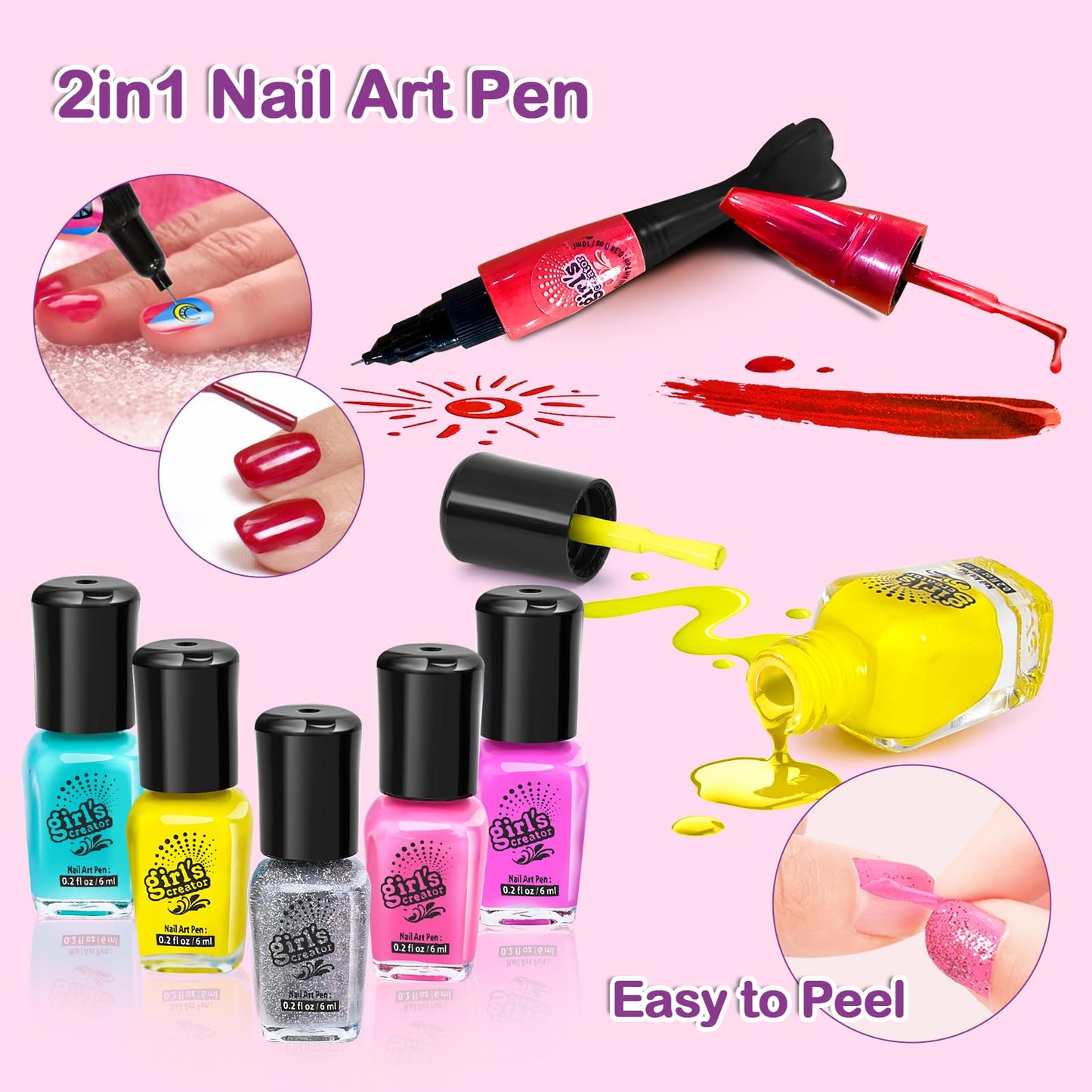 Combaybe Kids Nail Polish Set for Girls - Girl Toys 8-10 - Nail Art Kit for Kids Ages 7-12, Non toxic Nail Polish Kids Nail Kit Girl Stuff for Spa Manicures, Idea Birthday Gift for Girls 8 9 10 12