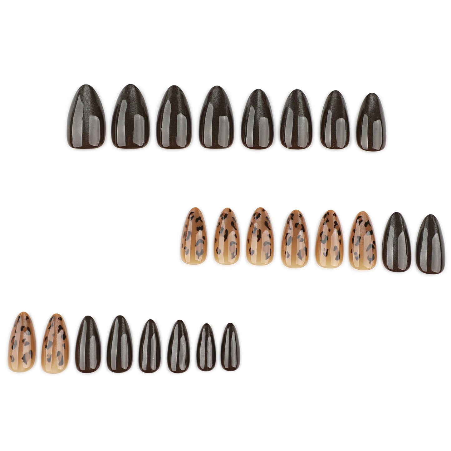 XZMeiLun Brown Cat Eye Press On Nails Short Almond – Leopard Print Designs, Acrylic Reusable Fake Nails with Adhesive Tabs Glue, Salon Quality Nail Press Ons - Magnetic Nail Kit for Women Manicure