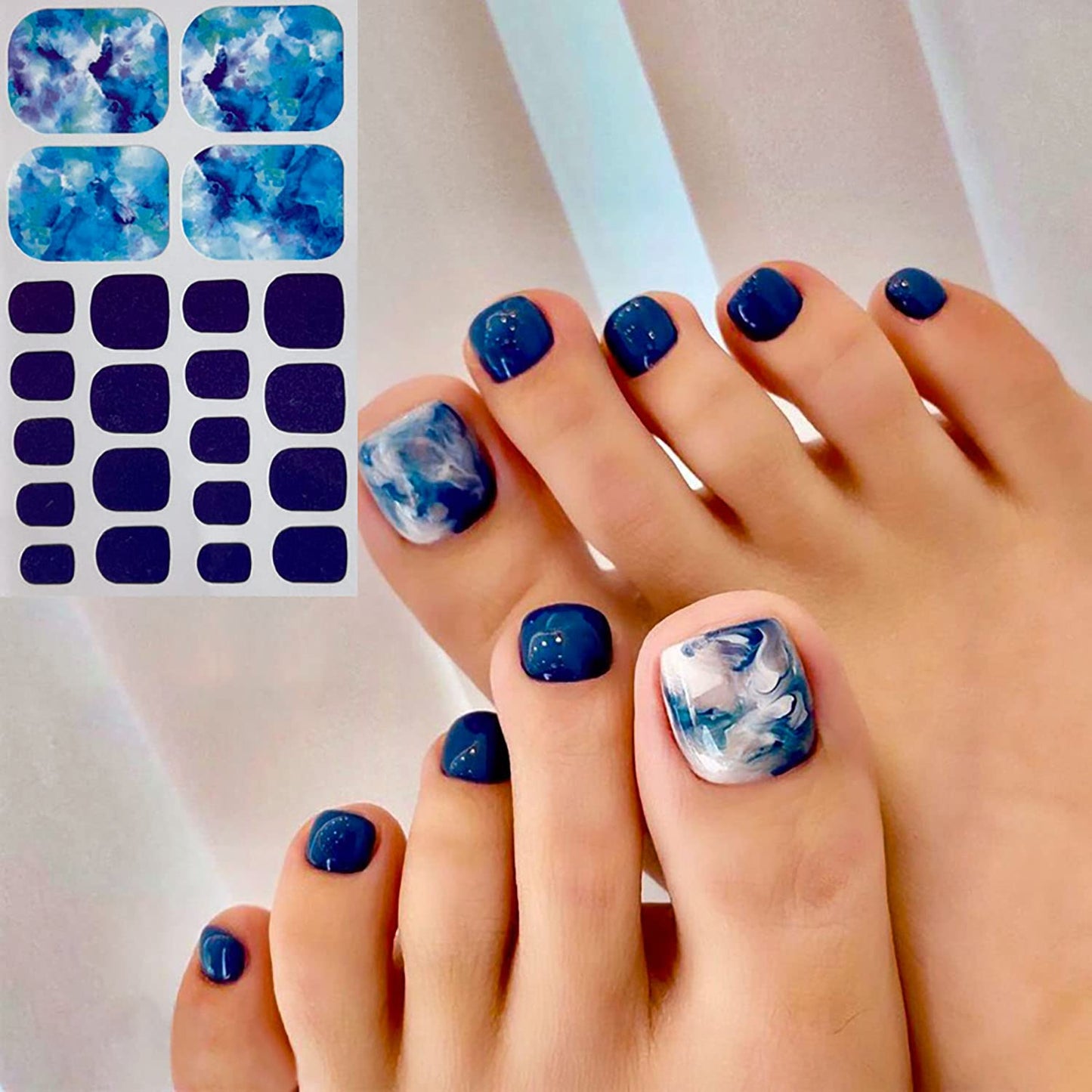 DANNEASY 20 Sheets Toe Nail Polish Strips Marble Print Nail Wraps Self Adhesive Nail Polish Stickers for Women Girl Gel Nail Strips Toenails Nail Art Decoration