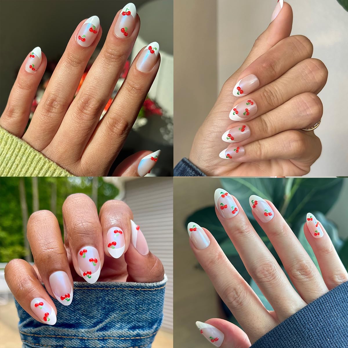 Olive & June Maximalist Instant Mani Press-On Nails (Glue) | 42 Fake Nails, 21 Sizes | Non-Toxic, Long-Lasting Big, Bold Gorgeous Realistic Look | Salon-Quality at Home | Medium, Almond | Sharp French