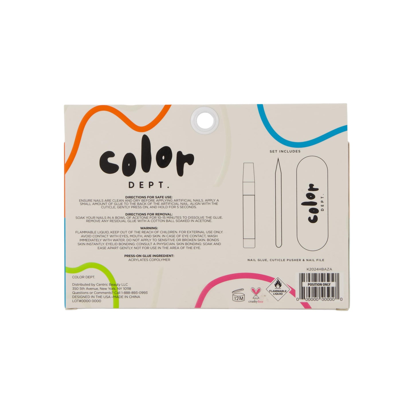 Color Dept Color Surge Faux Nails Short Almond Press On Nails with Pearl Iridescent Finish Rainbow Stripe Design Acrylic Nail Kit for Girls Women