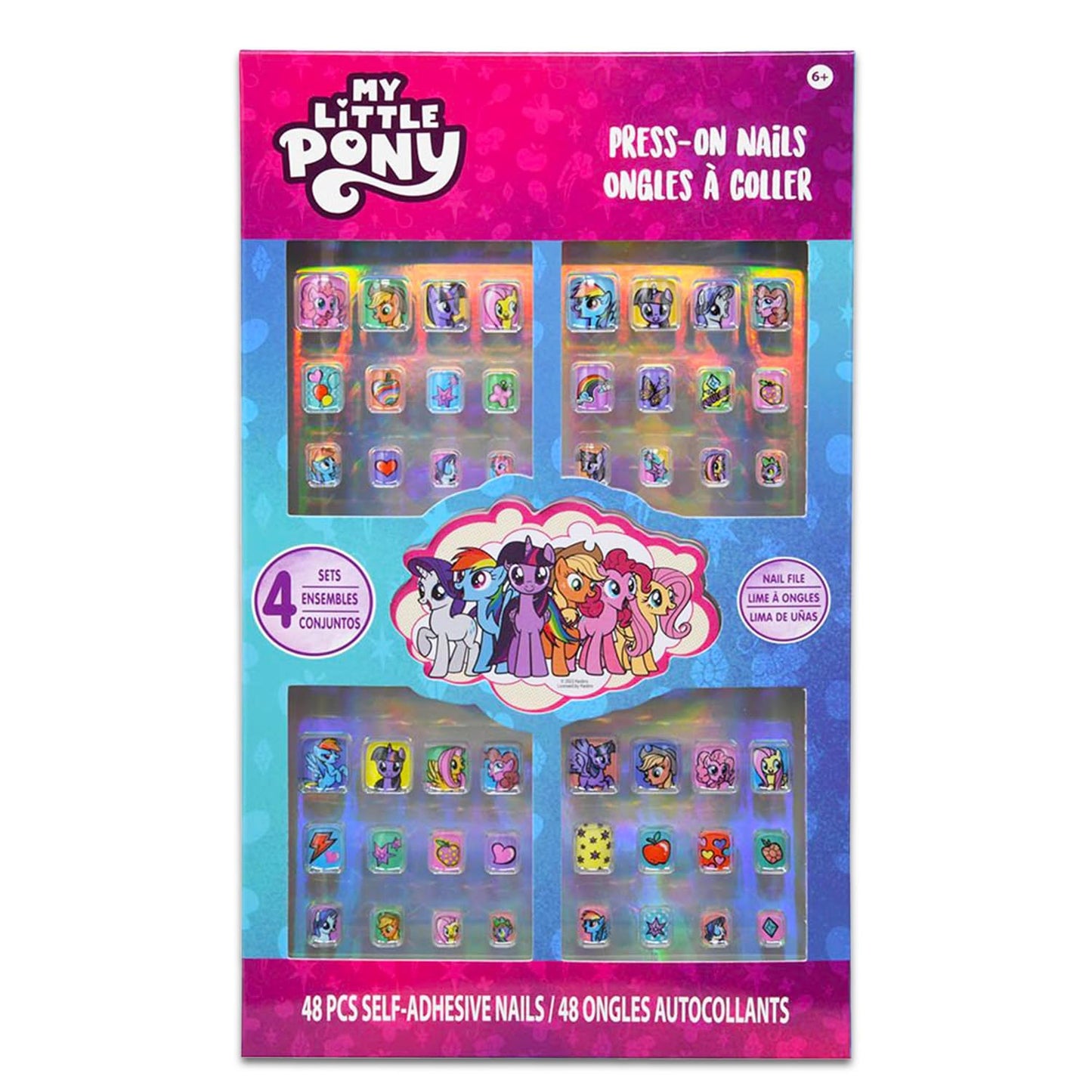 My Little Pony Nail Art Sticker Set - Bundle with 48 Press-On Nails for Birthday Supplies, Goodie Bags, and More Plus Stickers for Girls