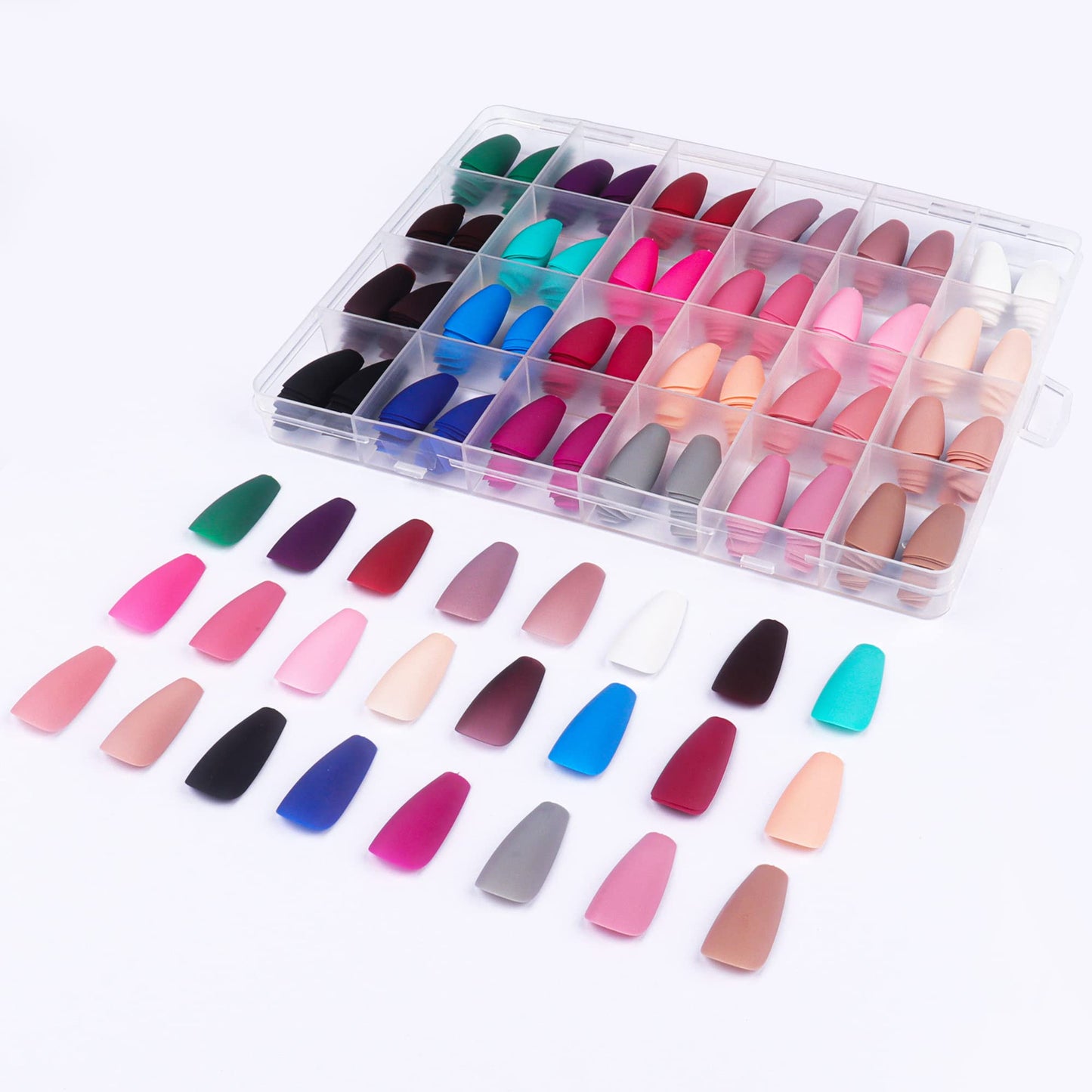 Press On Nails - LADYING 576 Pcs Coffin Ballet Shape Fake Nails, Full Cover Acrylic False Nail,24 Color With 6g Nail Glue