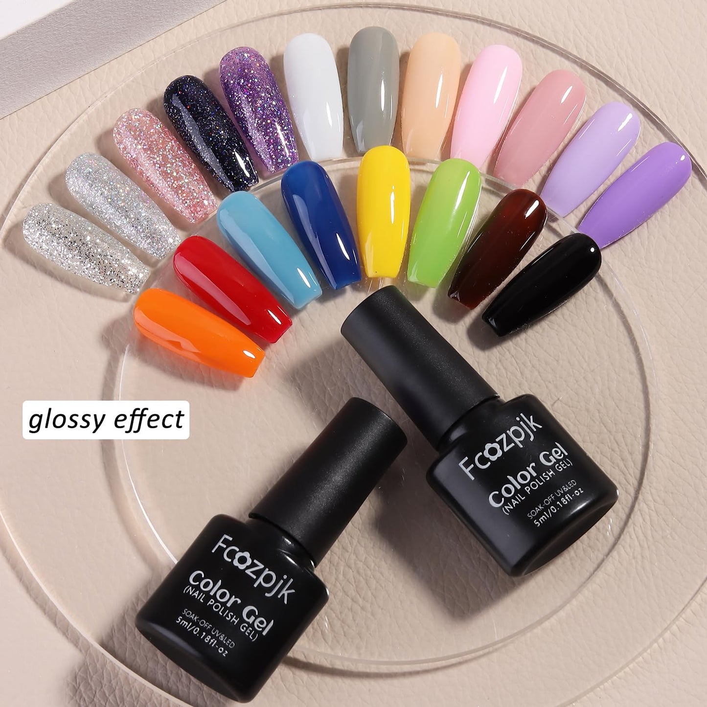 Fcozpjk Gel Nail Polish Set With UV Light, 20 Pcs Nude Pink Blue Black White Gel Nail Polish Kit With Base Gels Top Coat and Nails Art Stickers Soak Off Sparkle Glitter Polishes Home Manicure
